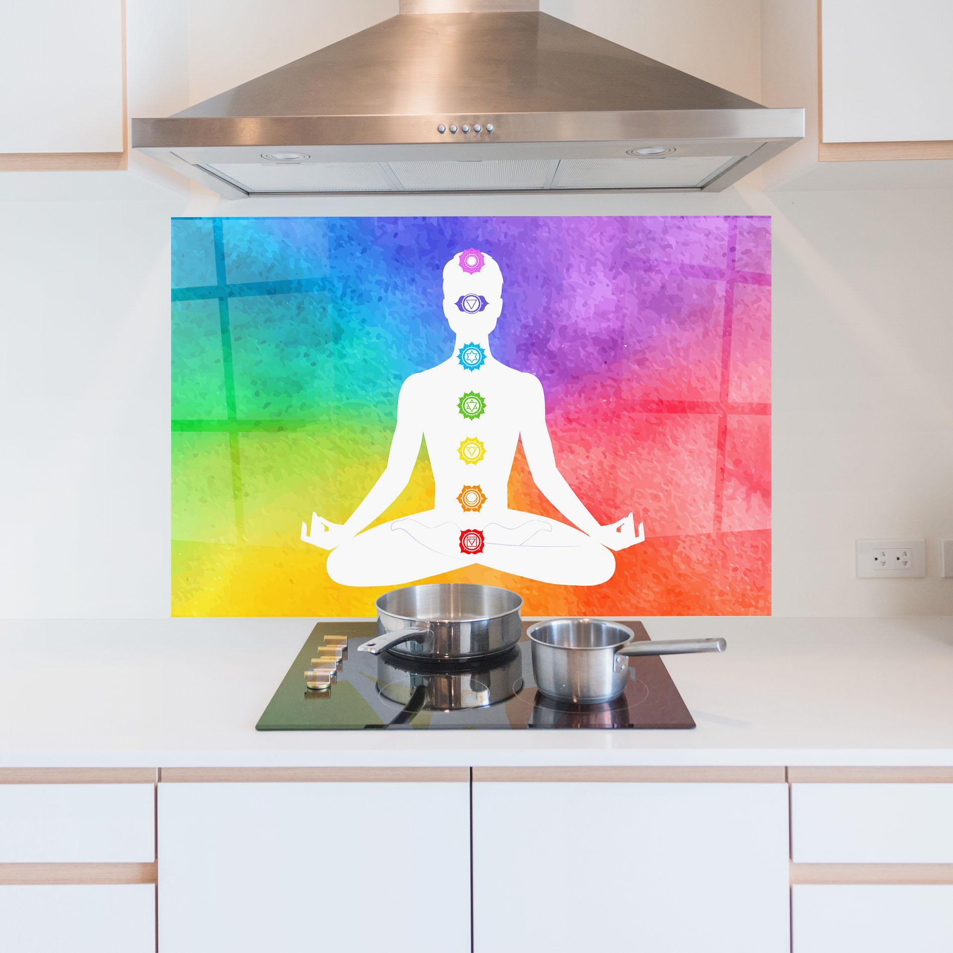 Konyhai üveg hátfal Colorful Yoga Pose mockup 5