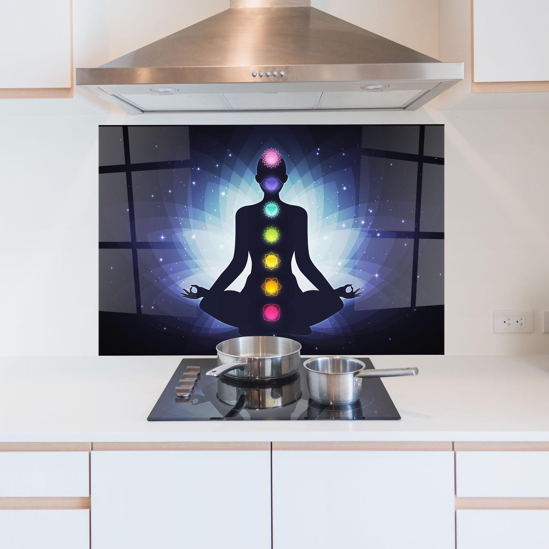 Konyhai üveg hátfal Flower Meditation mockup 5