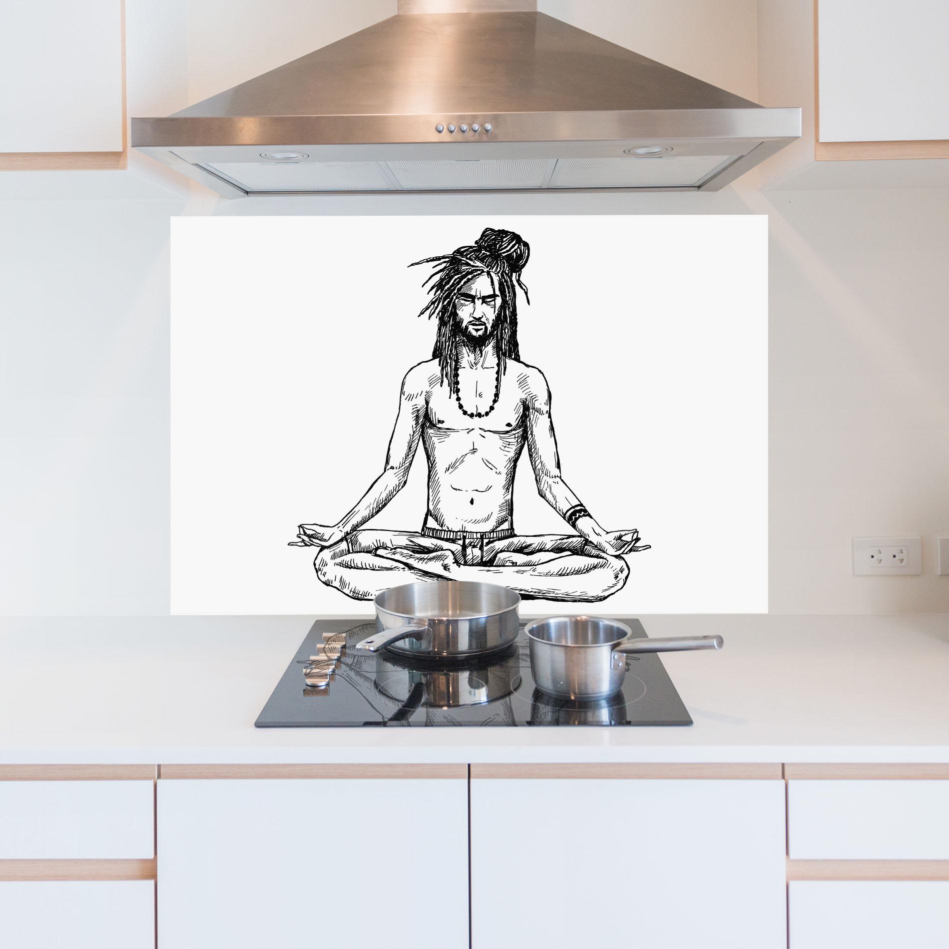 Konyhai üveg hátfal Focused Meditation mockup 5