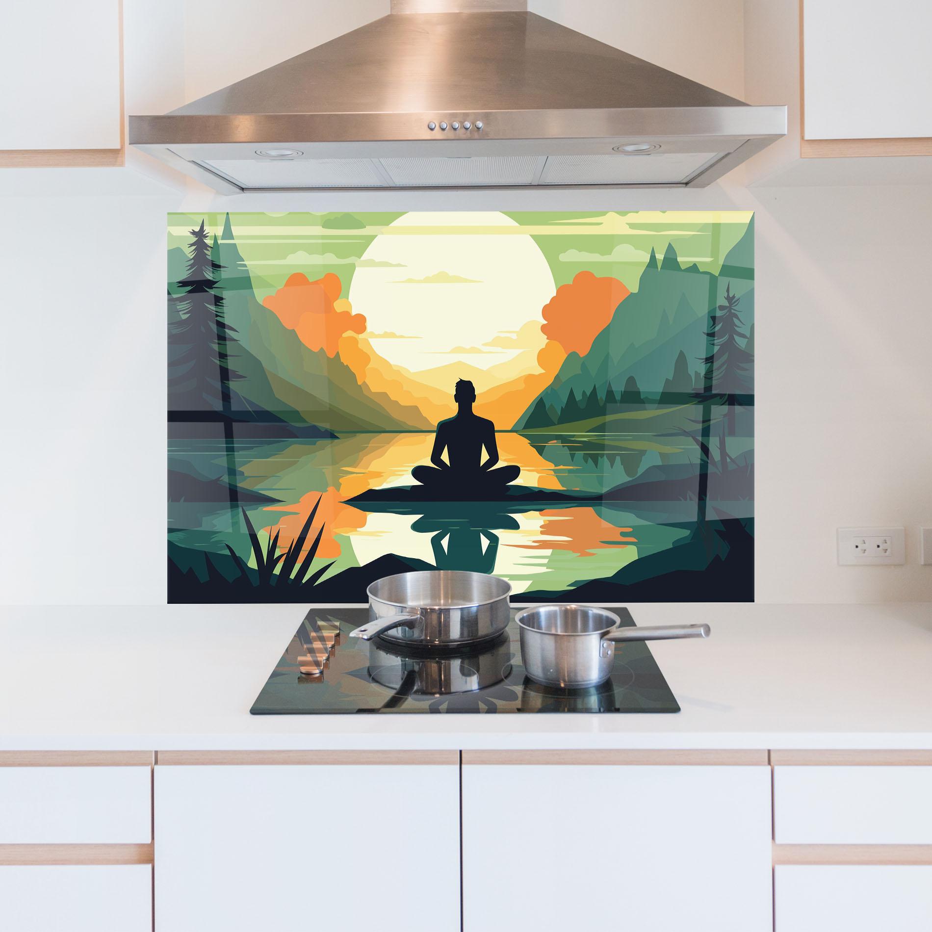 Konyhai üveg hátfal Forest Yoga mockup 5