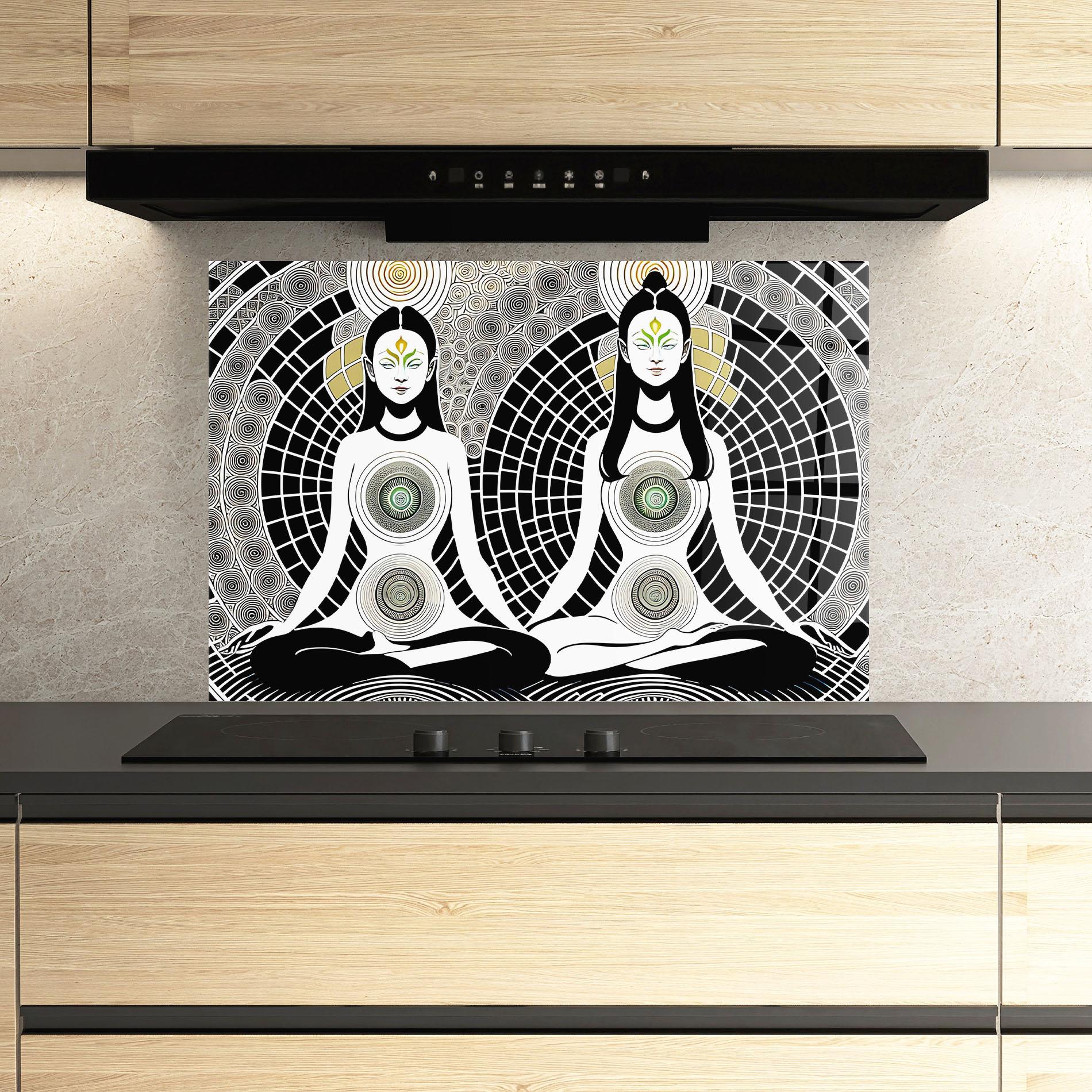 Konyhai üveg hátfal Clolorful Meditation mockup 3