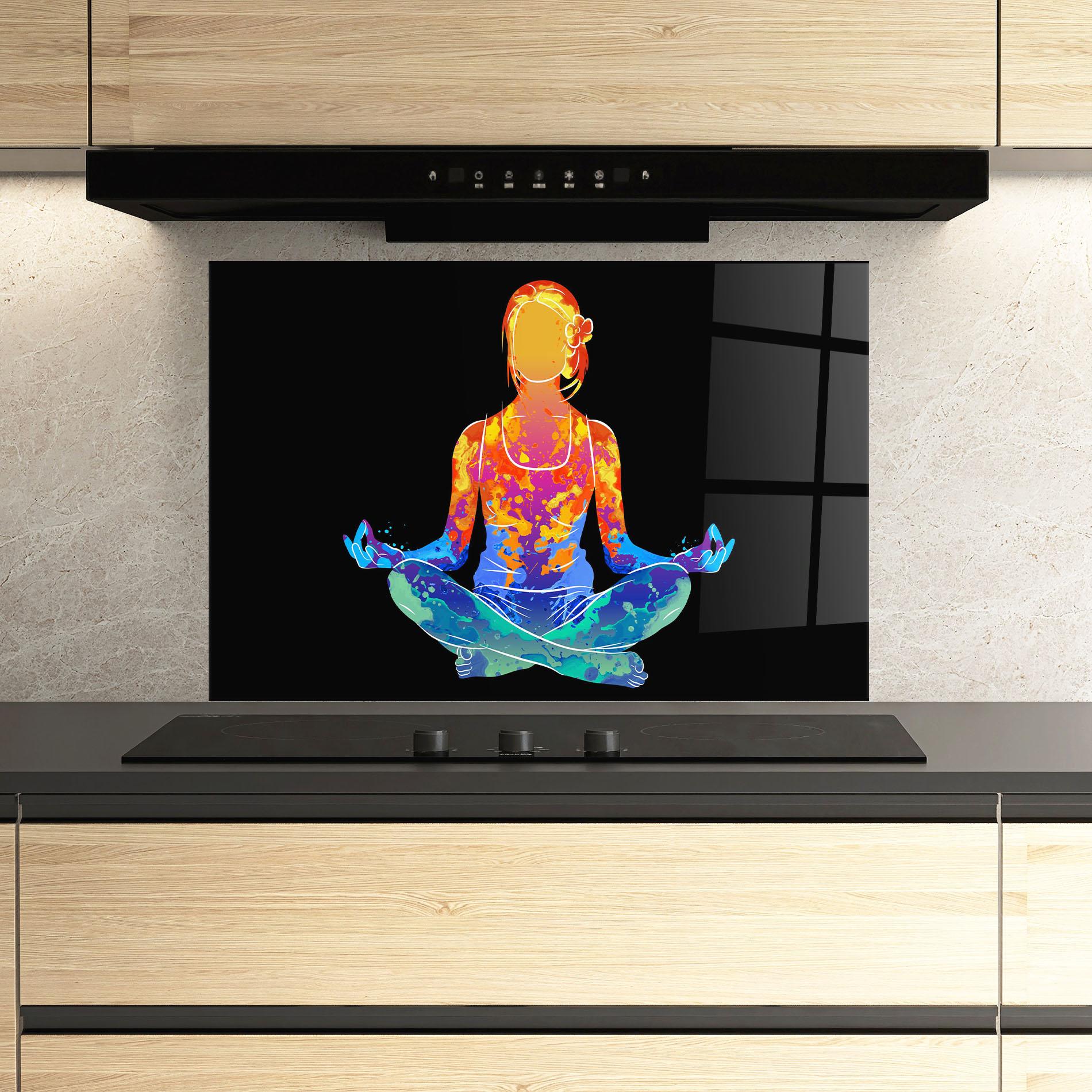 Konyhai üveg hátfal Colorful Meditation mockup 3