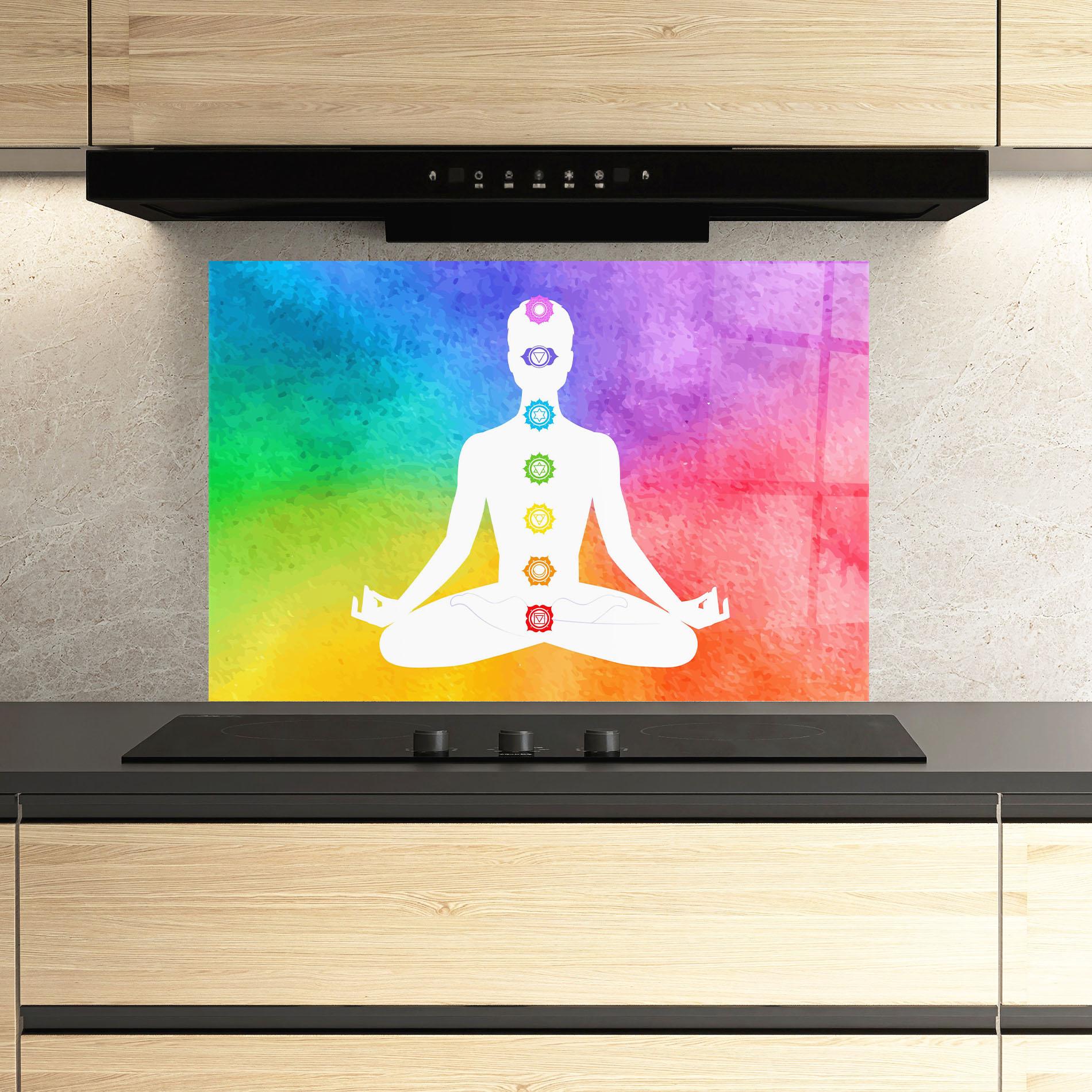 Konyhai üveg hátfal Colorful Yoga Pose mockup 3