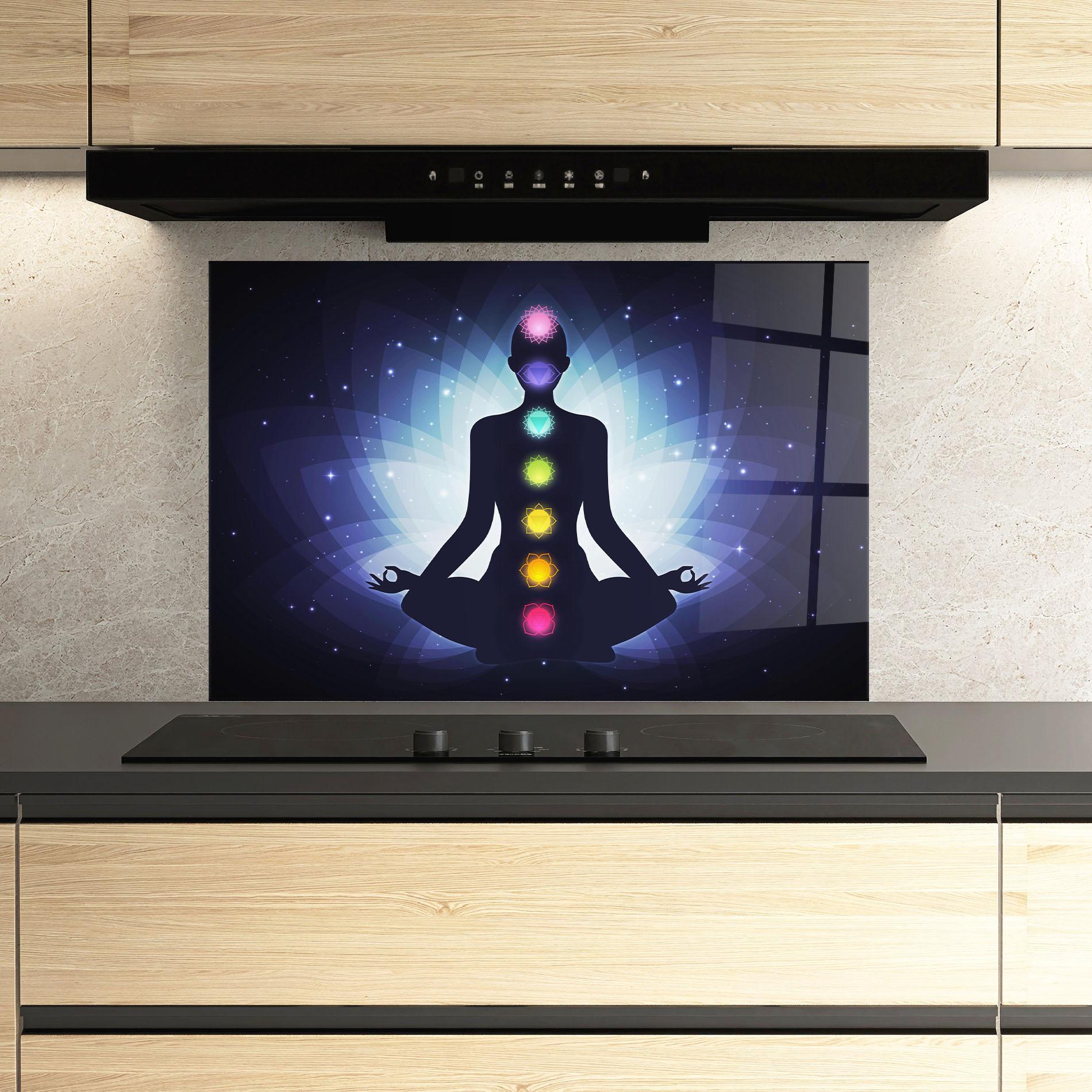 Konyhai üveg hátfal Flower Meditation mockup 3