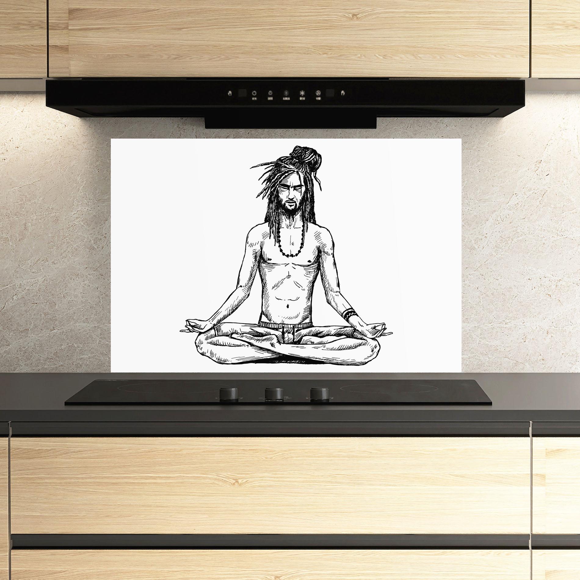 Konyhai üveg hátfal Focused Meditation mockup 3