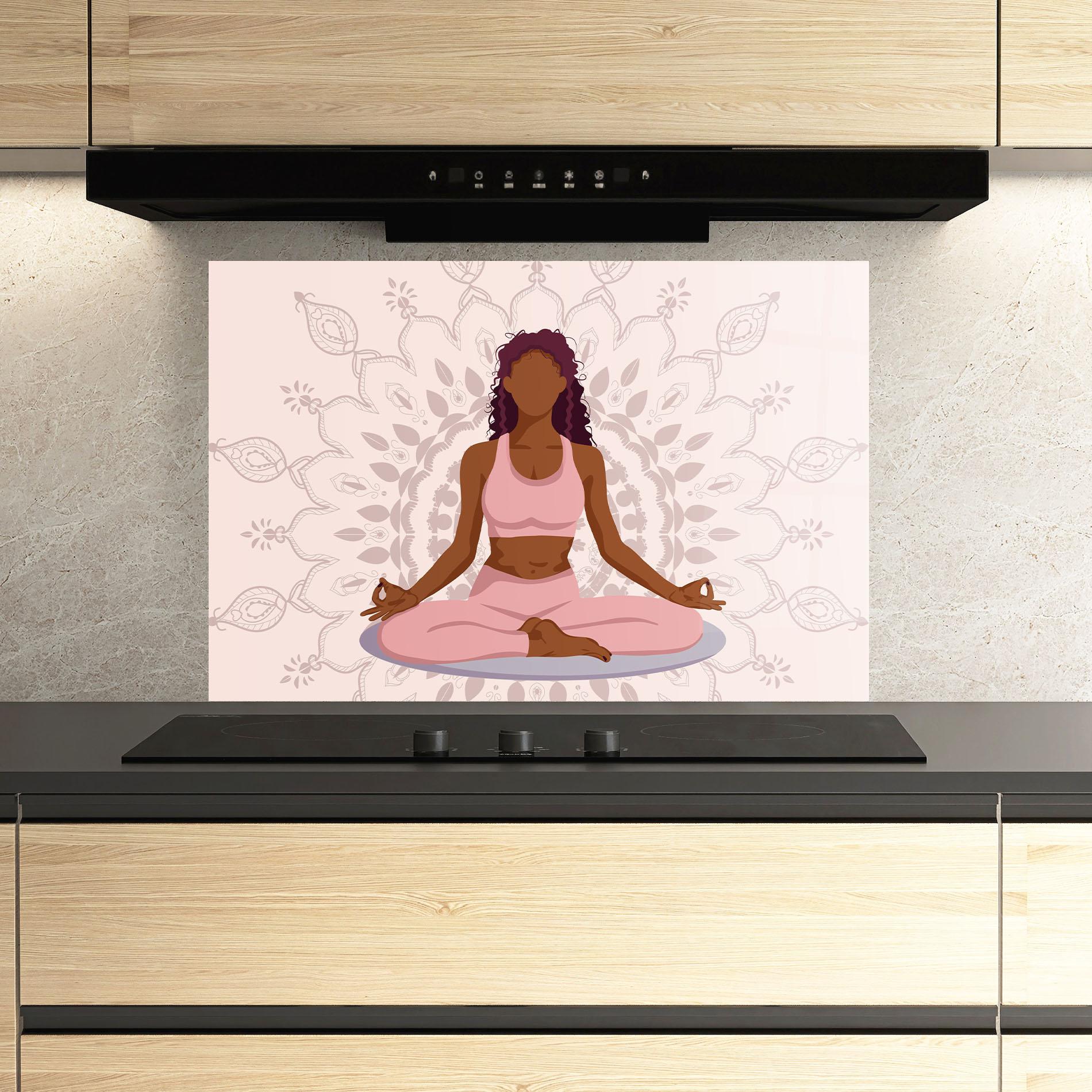 Konyhai üveg hátfal Lotus Position mockup 3