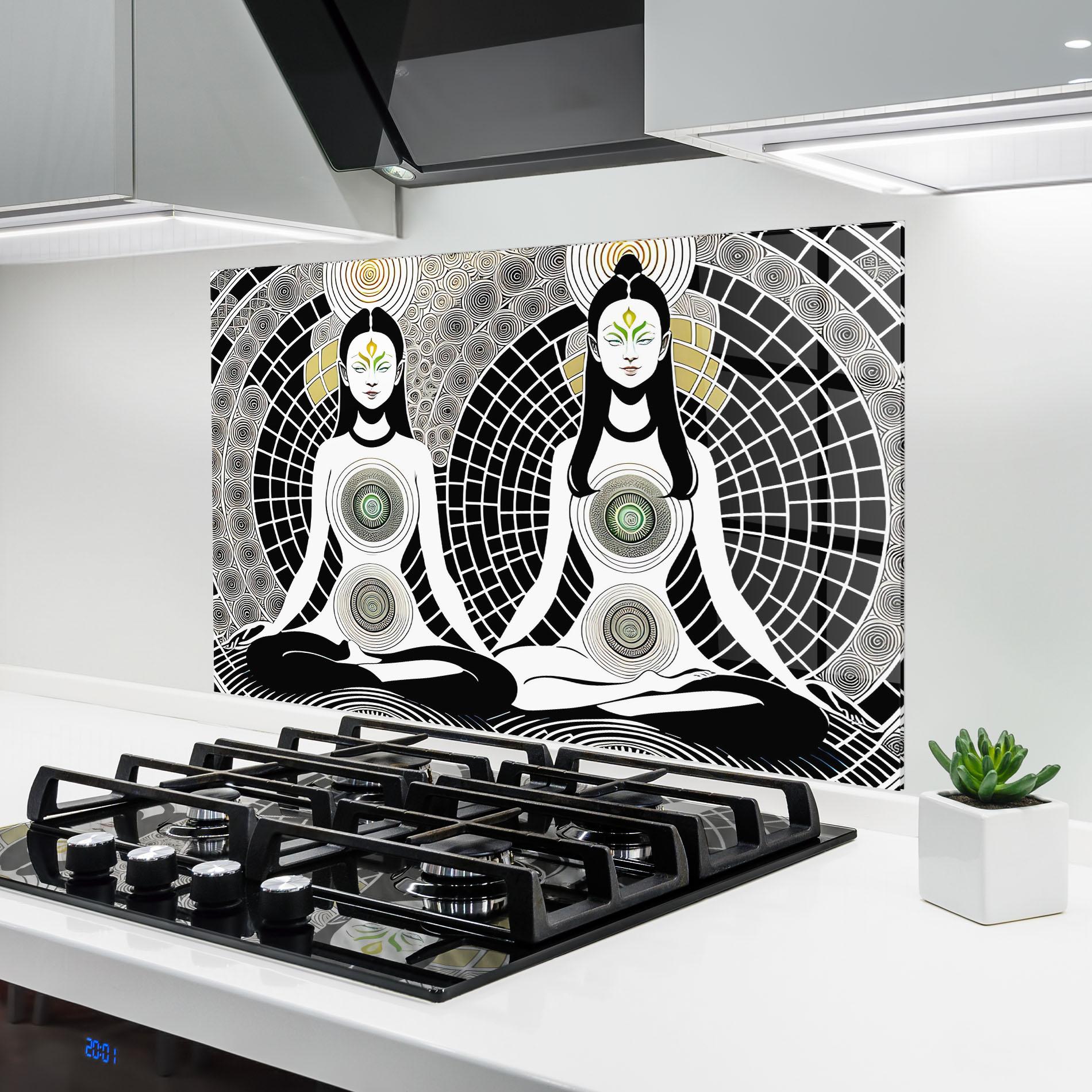 Konyhai üveg hátfal Clolorful Meditation mockup 6