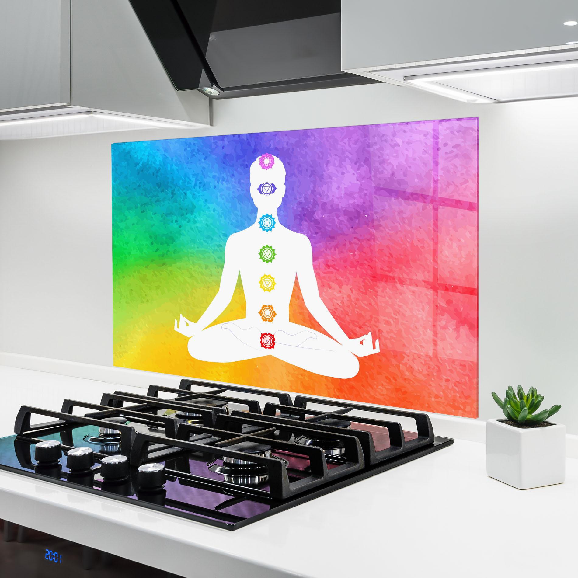 Konyhai üveg hátfal Colorful Yoga Pose mockup 6