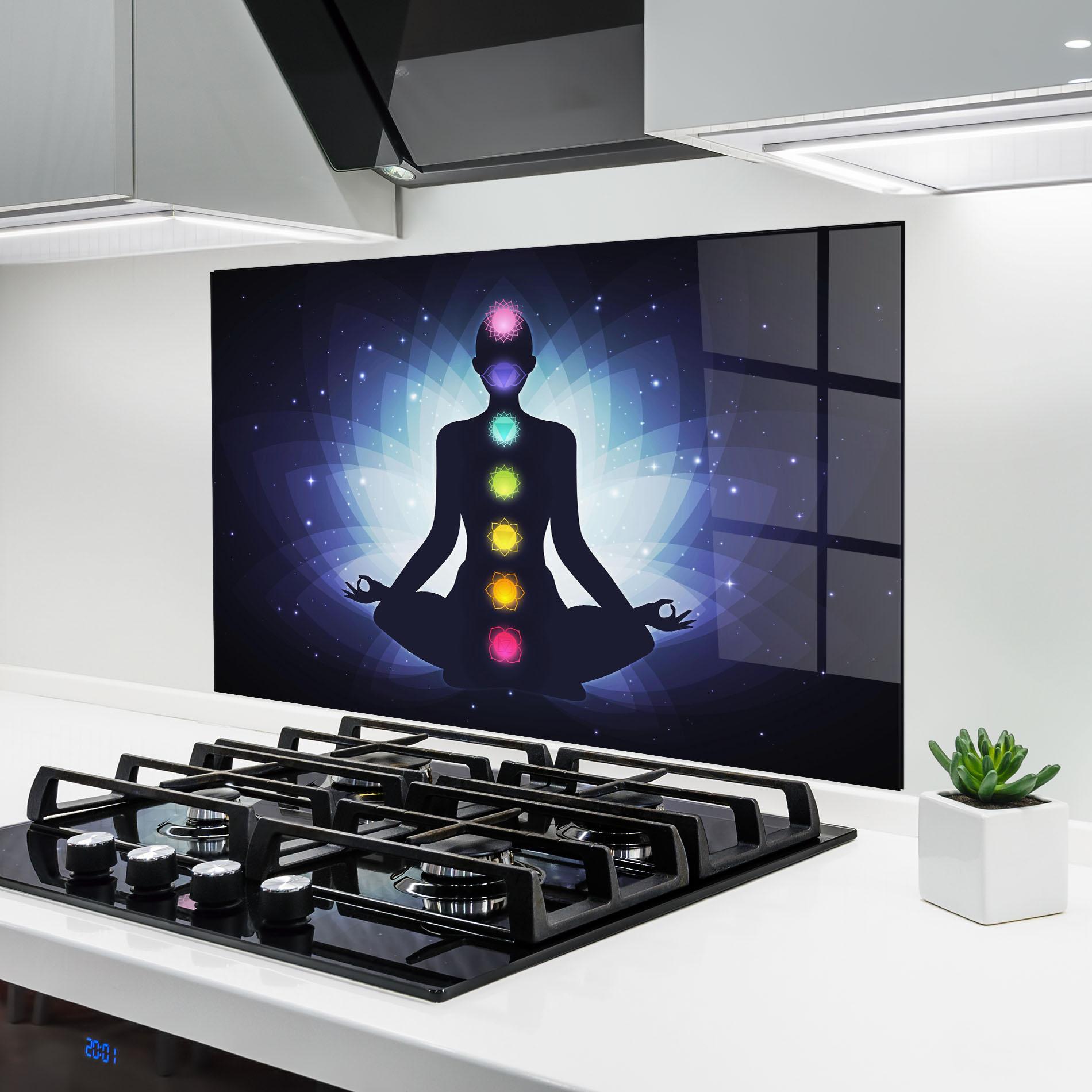 Konyhai üveg hátfal Flower Meditation mockup 6