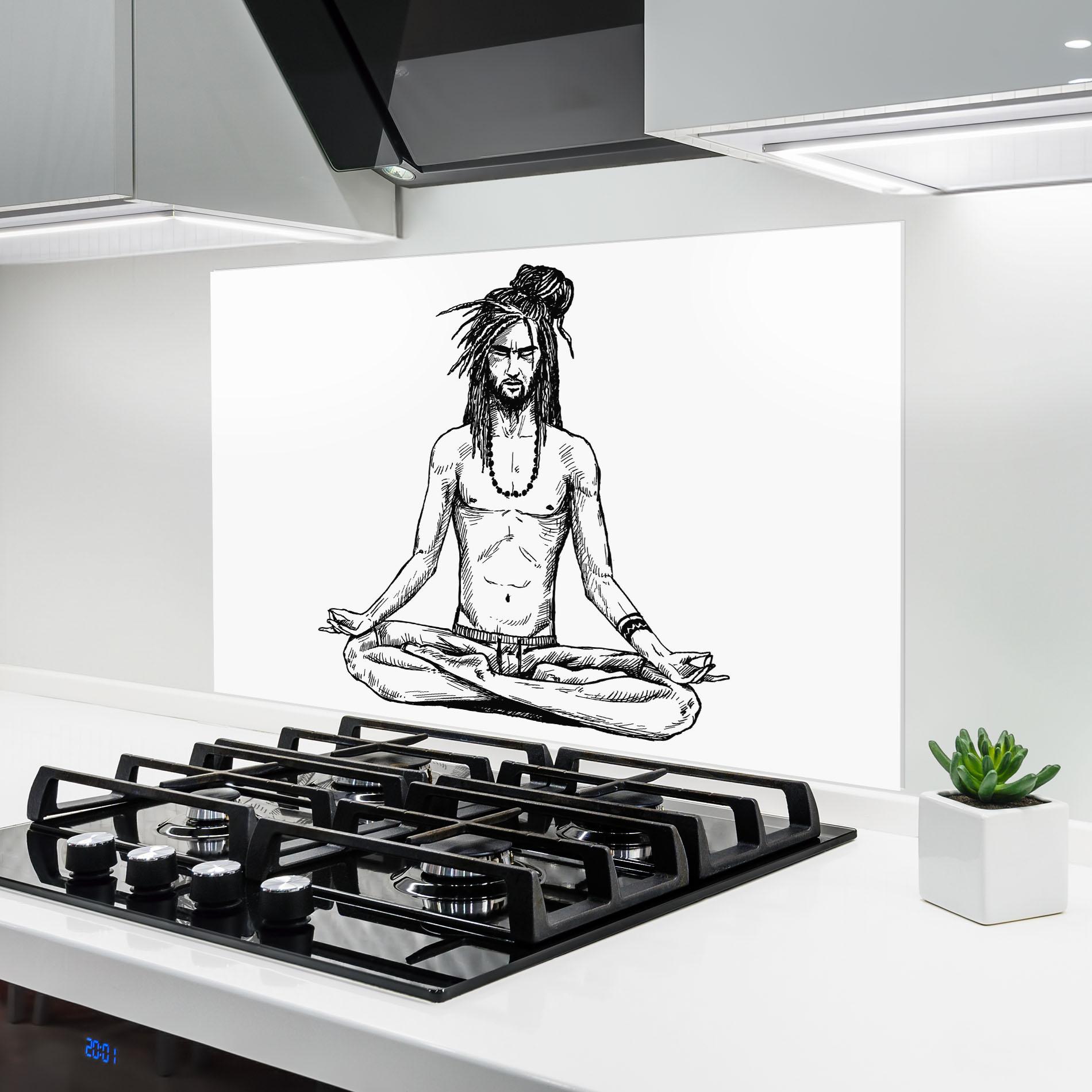 Konyhai üveg hátfal Focused Meditation mockup 6