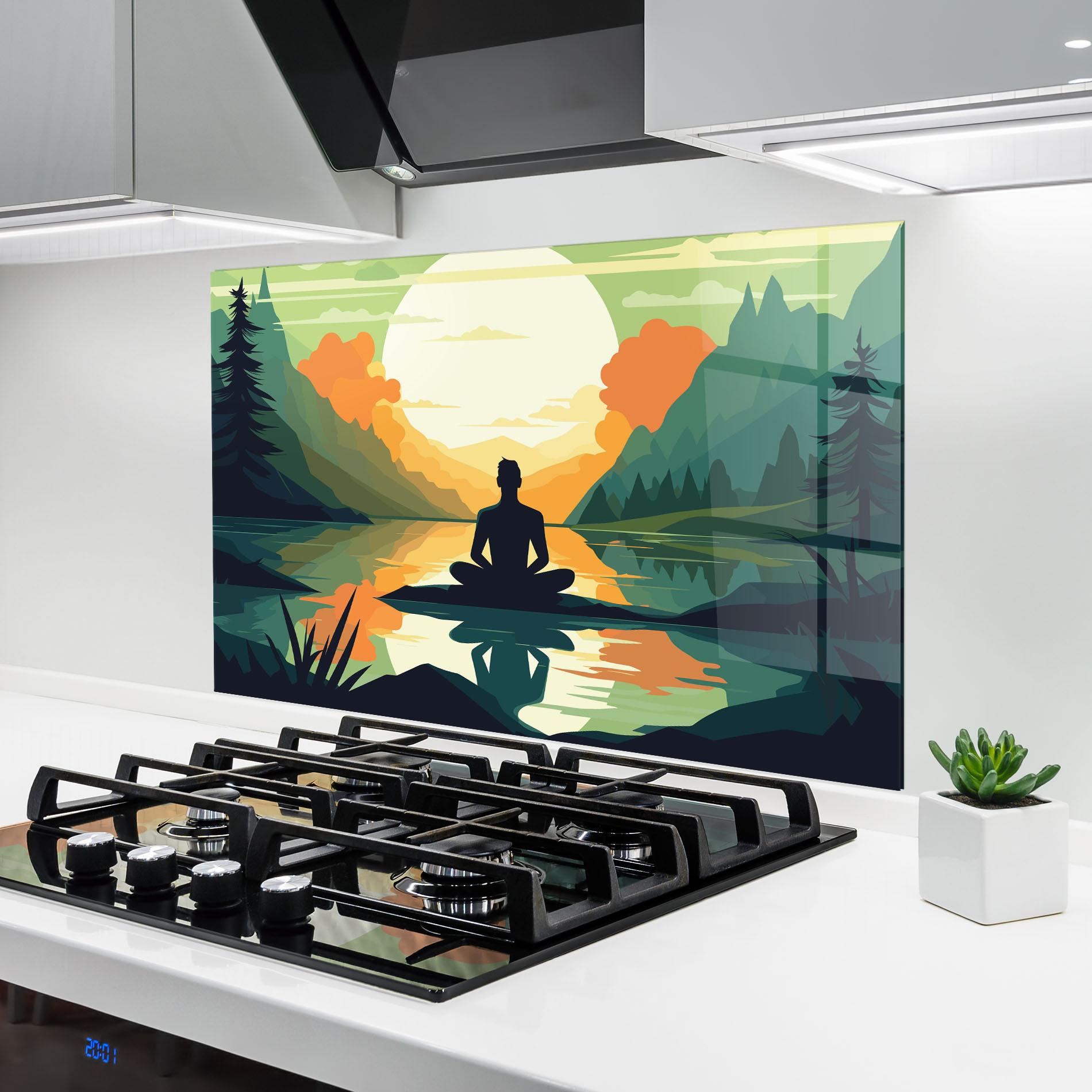Konyhai üveg hátfal Forest Yoga mockup 6