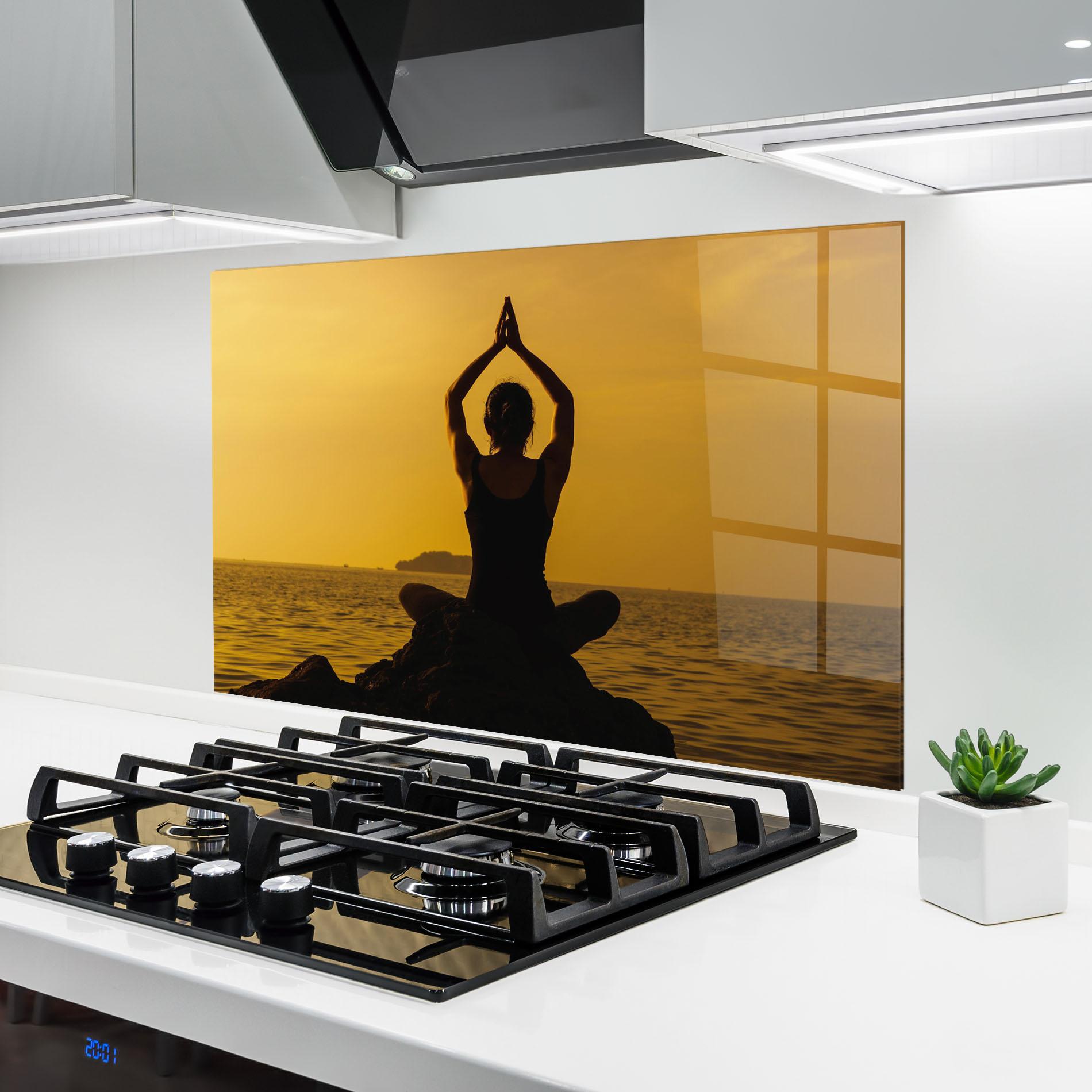 Konyhai üveg hátfal Meditation On Sunset mockup 6