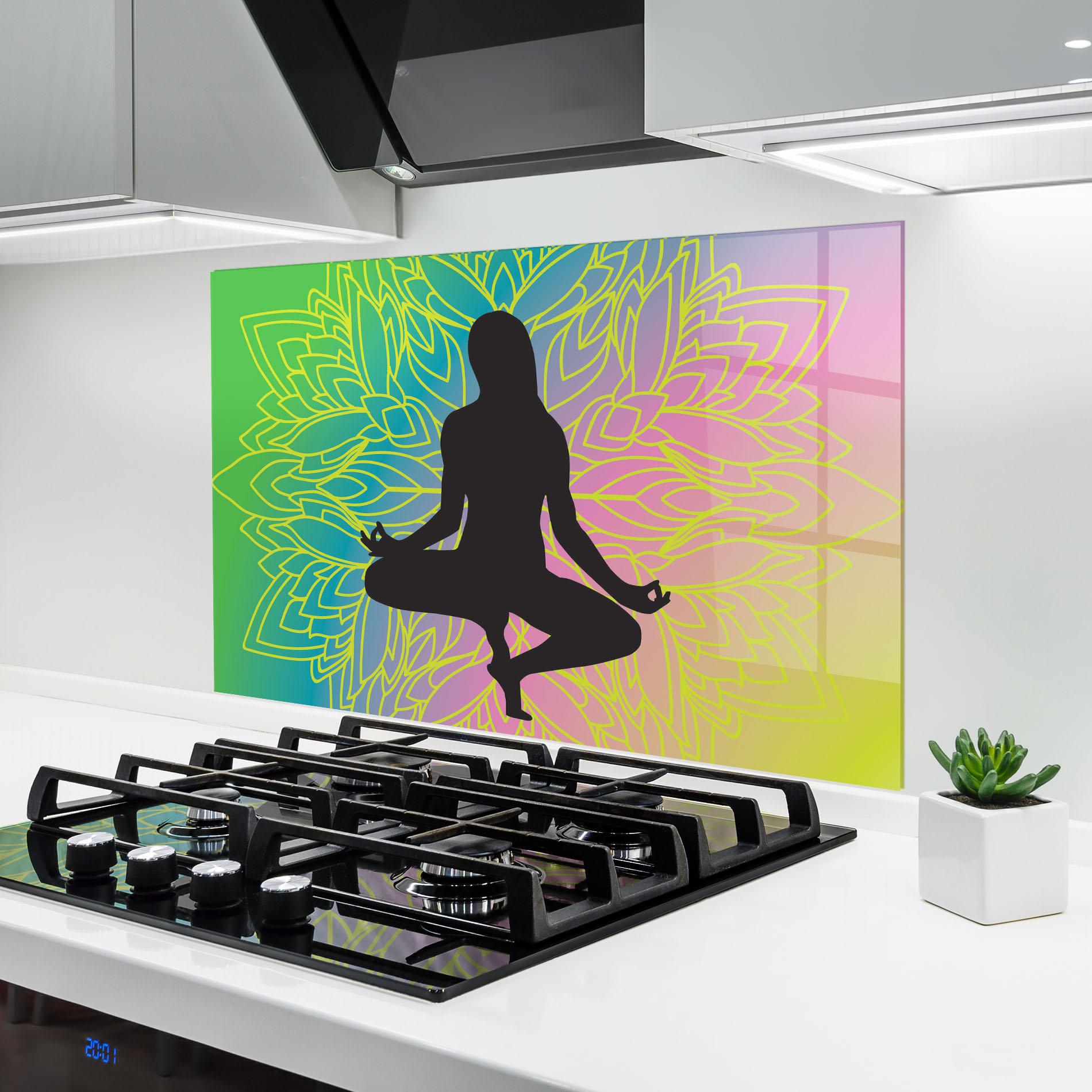 Konyhai üveg hátfal Peace Yoga 01 mockup 6