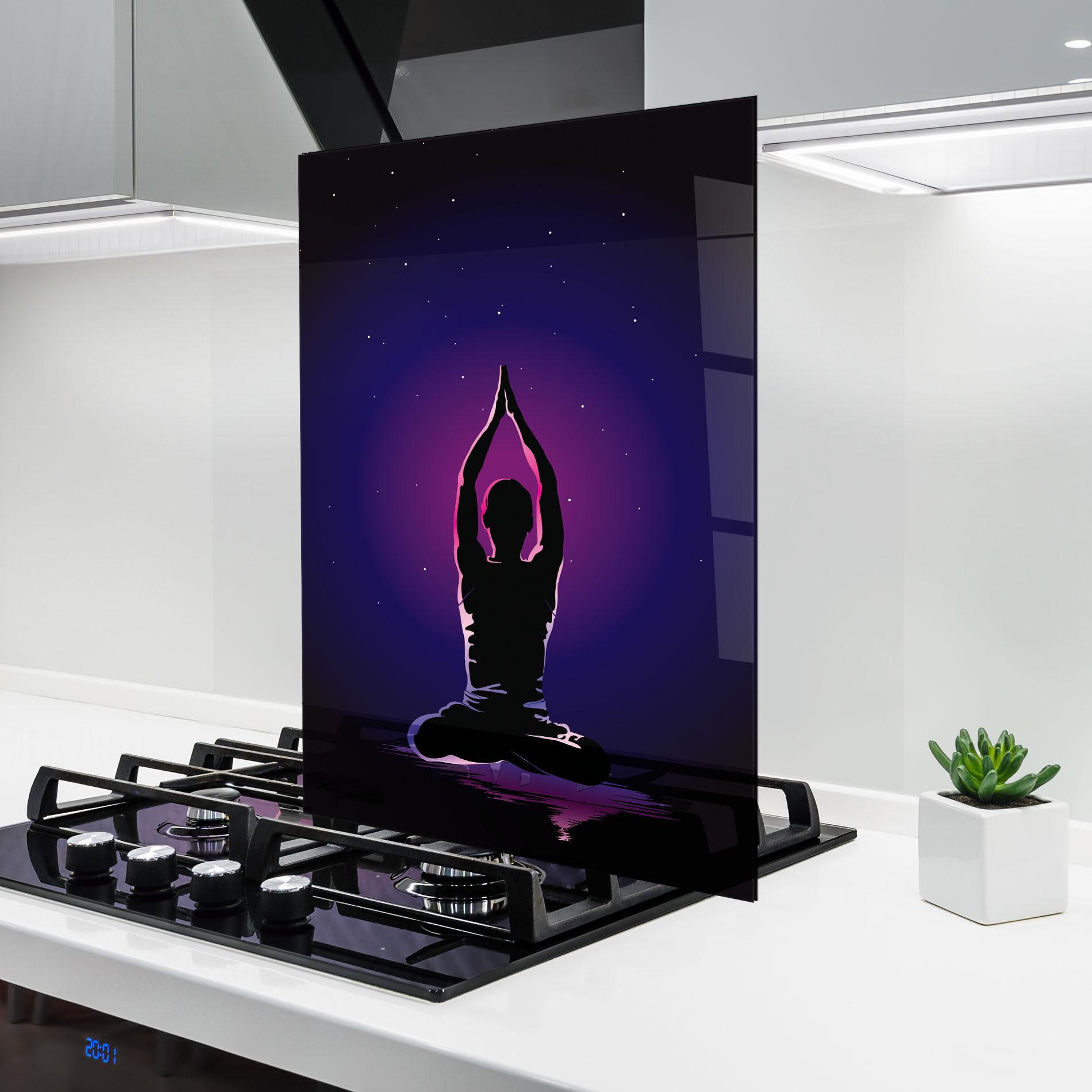 Konyhai üveg hátfal Pretty Sky Yoga mockup 6