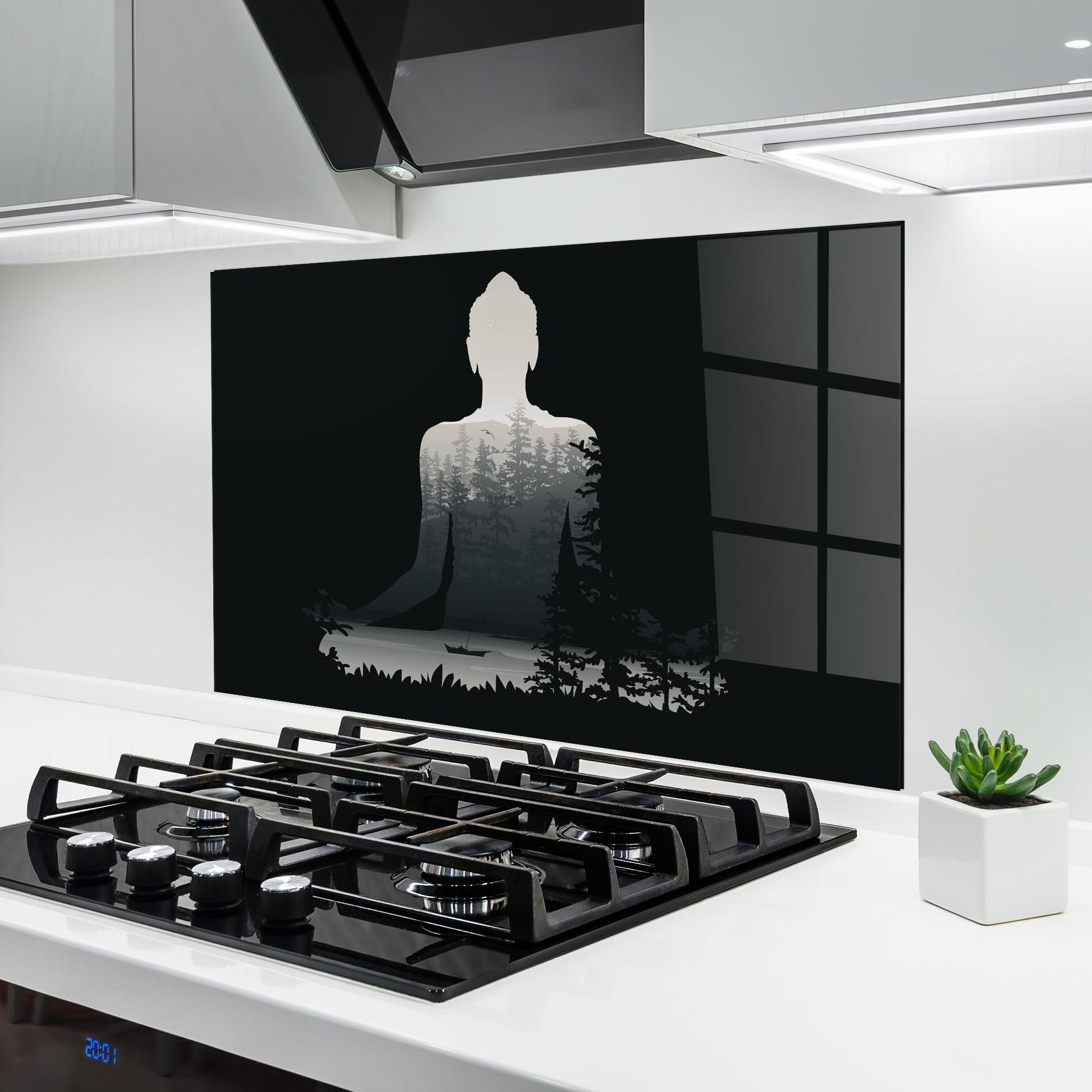 Konyhai üveg hátfal Yoga Forest mockup 6