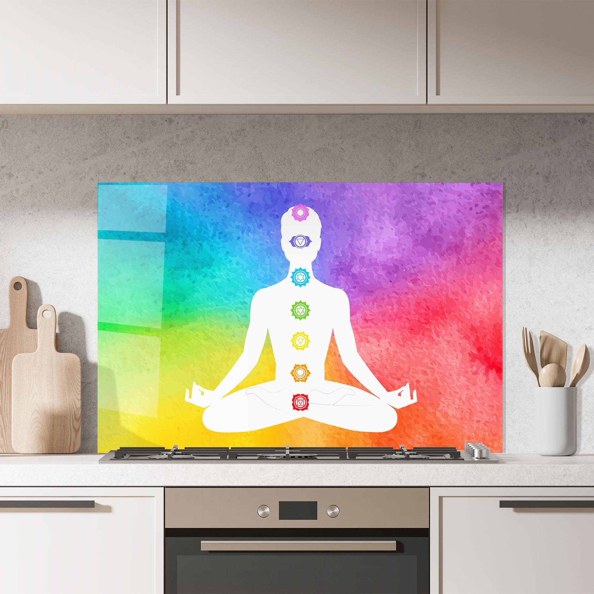 Konyhai üveg hátfal Colorful Yoga Pose mockup 7