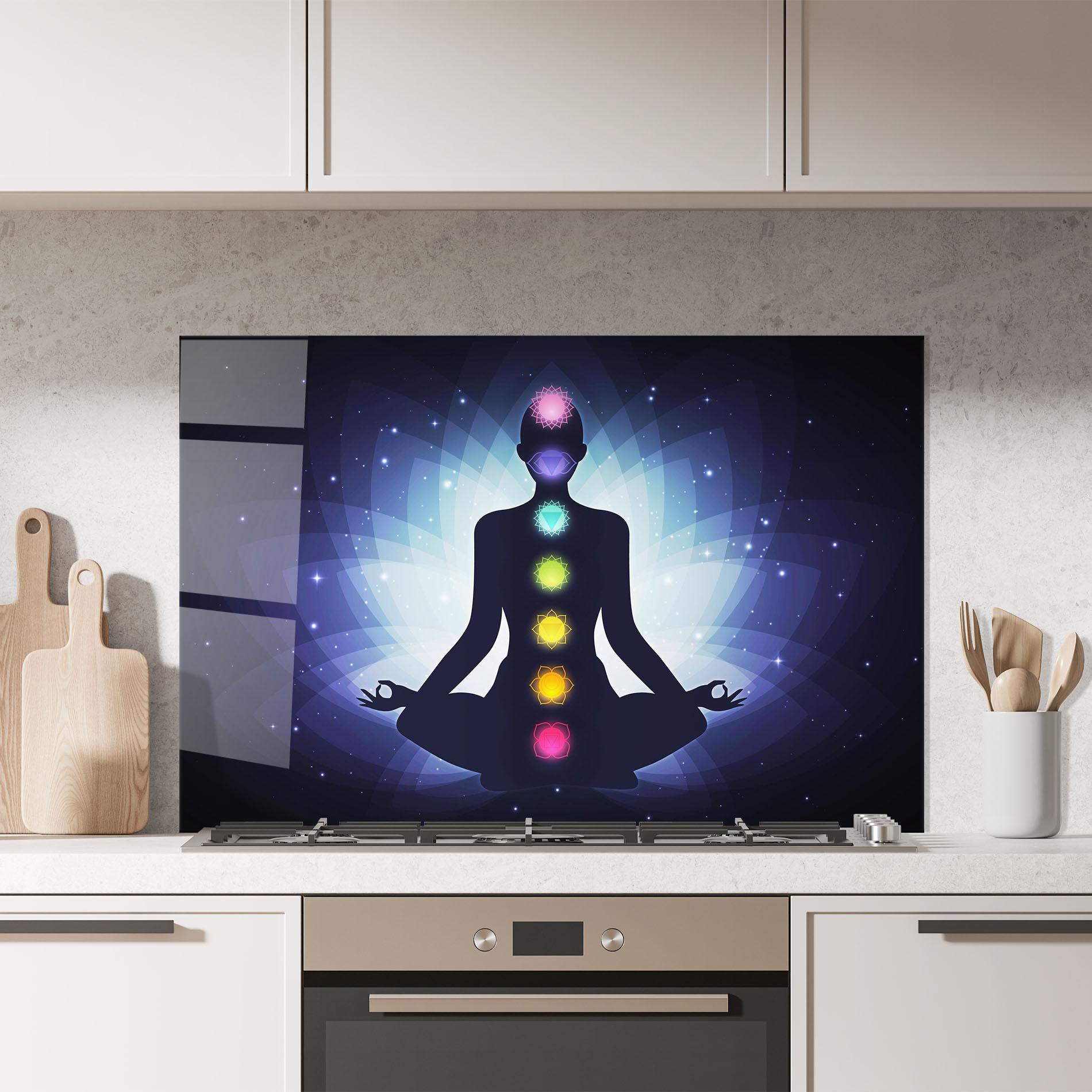 Konyhai üveg hátfal Flower Meditation mockup 7