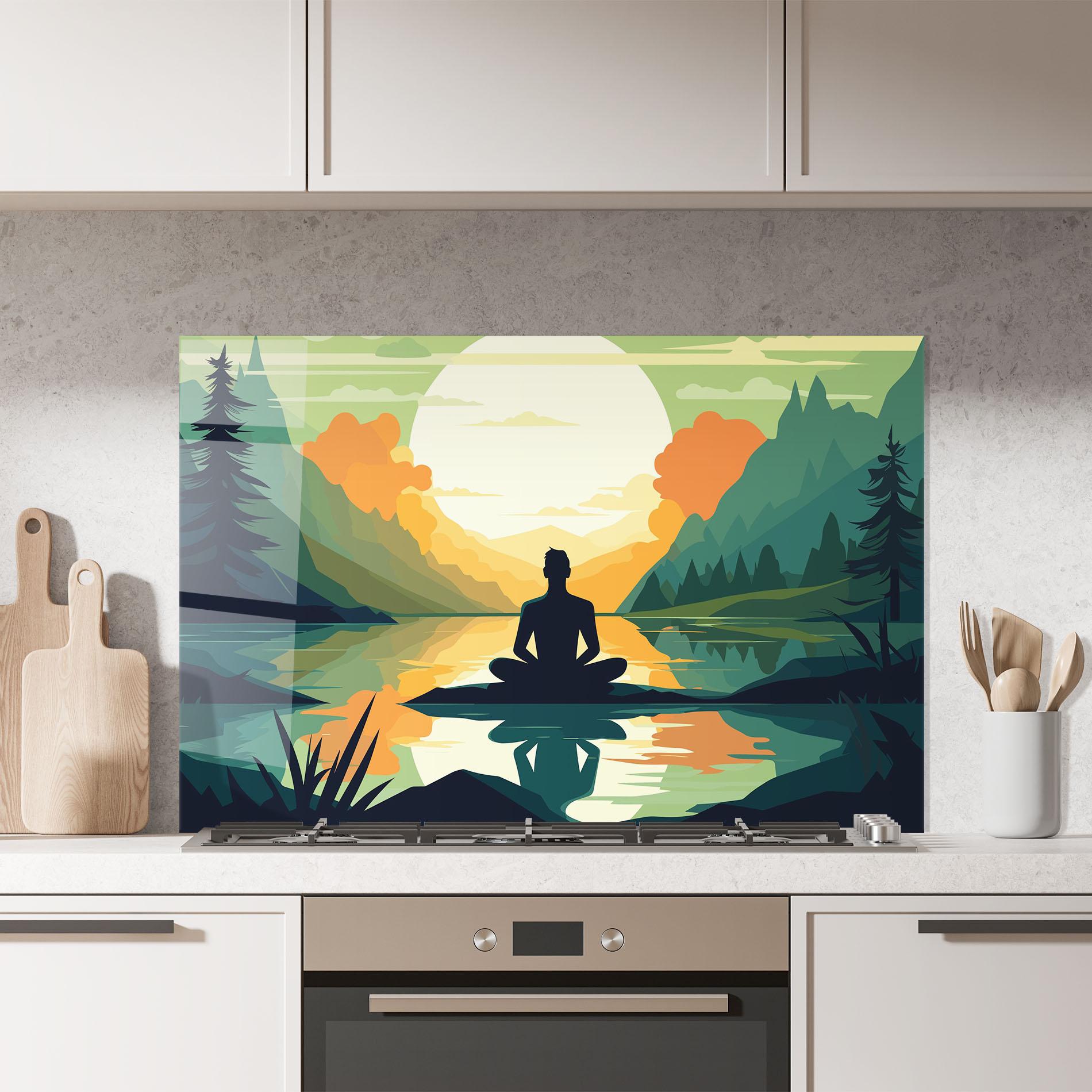 Konyhai üveg hátfal Forest Yoga mockup 7