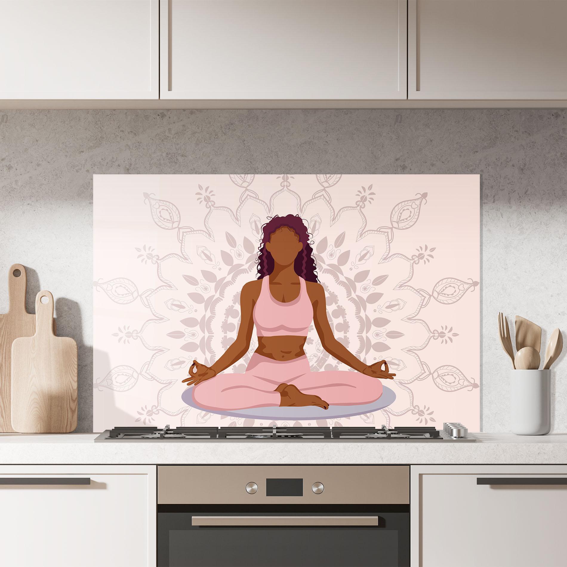 Konyhai üveg hátfal Lotus Position mockup 7