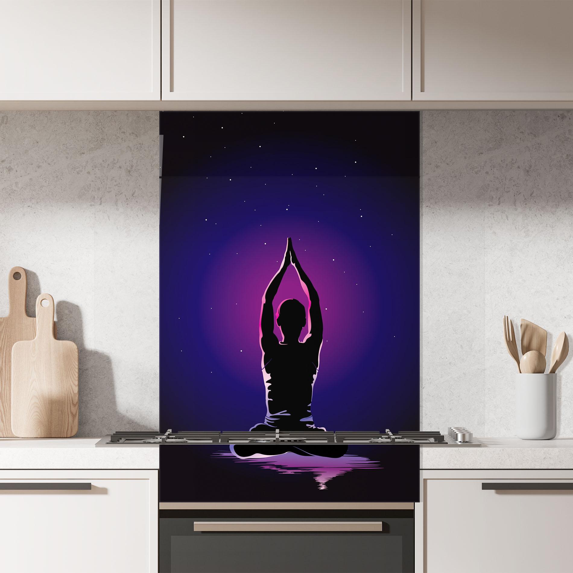 Konyhai üveg hátfal Pretty Sky Yoga mockup 7