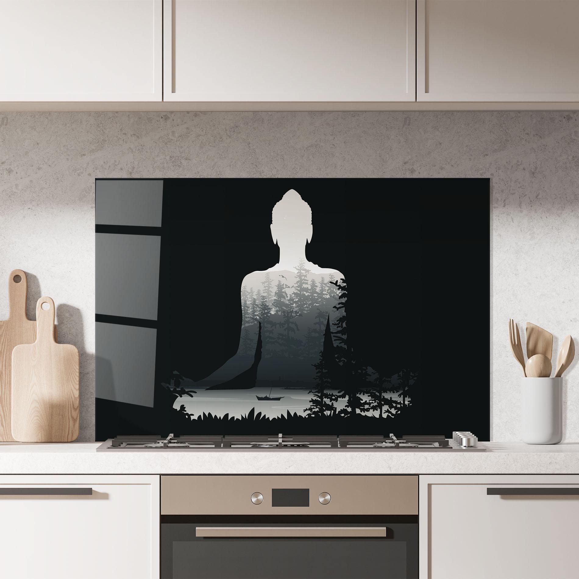 Konyhai üveg hátfal Yoga Forest mockup 7