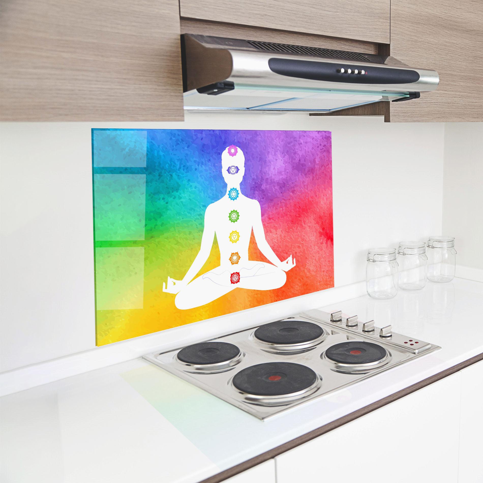 Konyhai üveg hátfal Colorful Yoga Pose mockup 8
