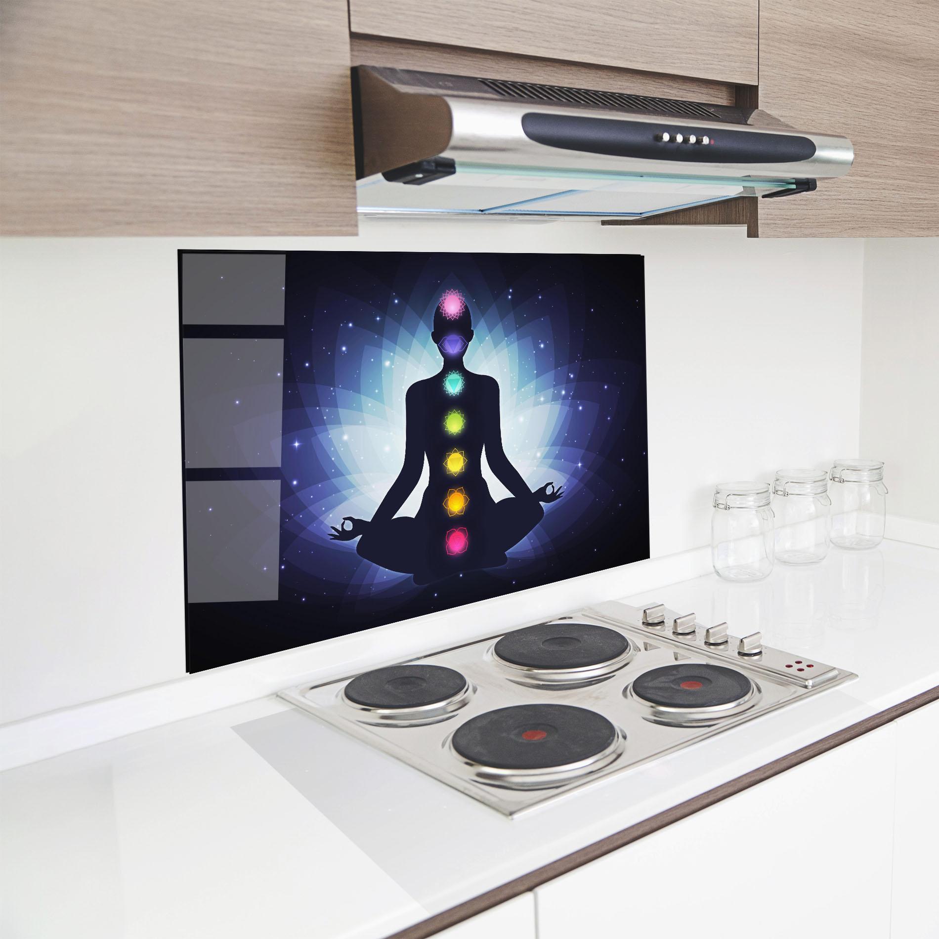 Konyhai üveg hátfal Flower Meditation mockup 8