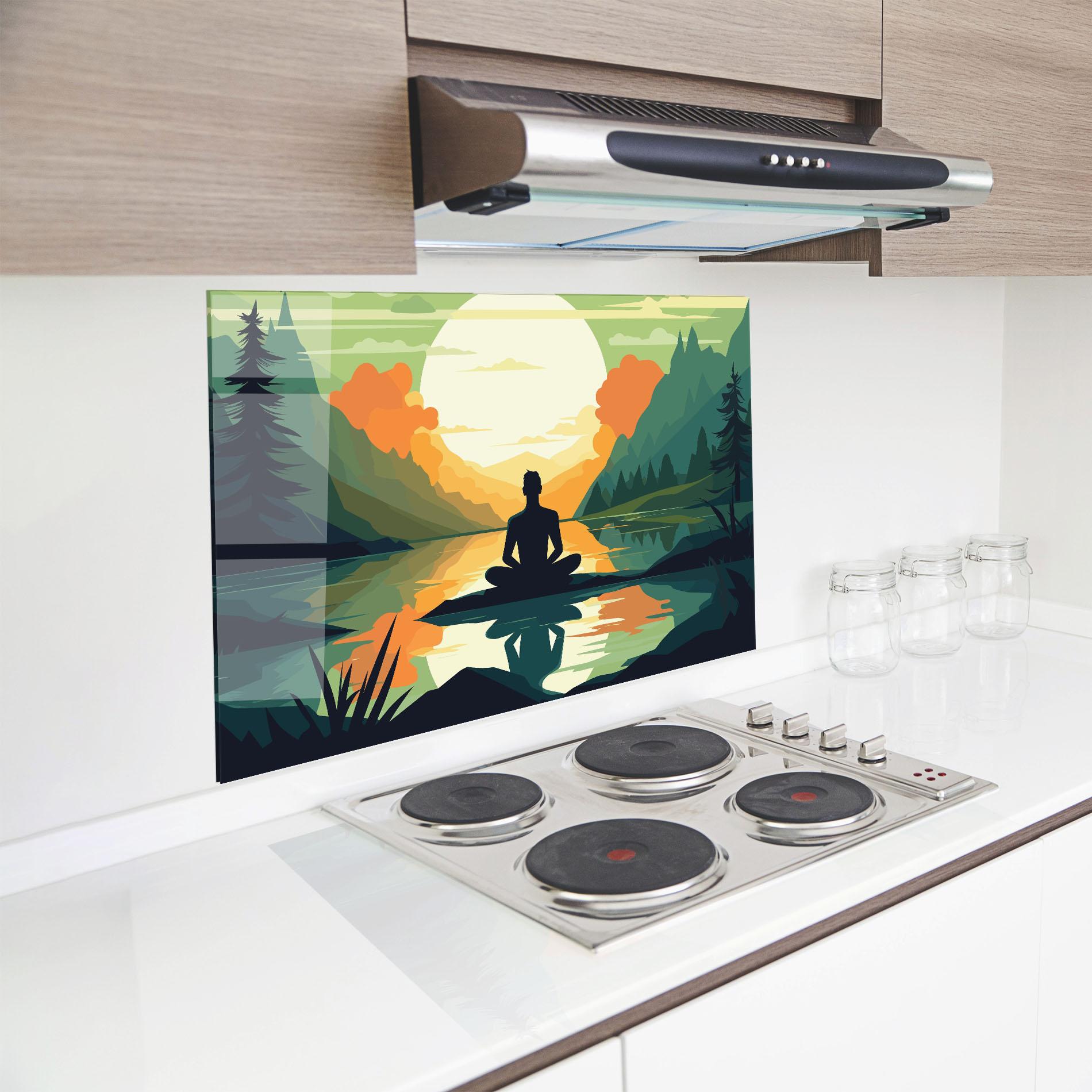 Konyhai üveg hátfal Forest Yoga mockup 8