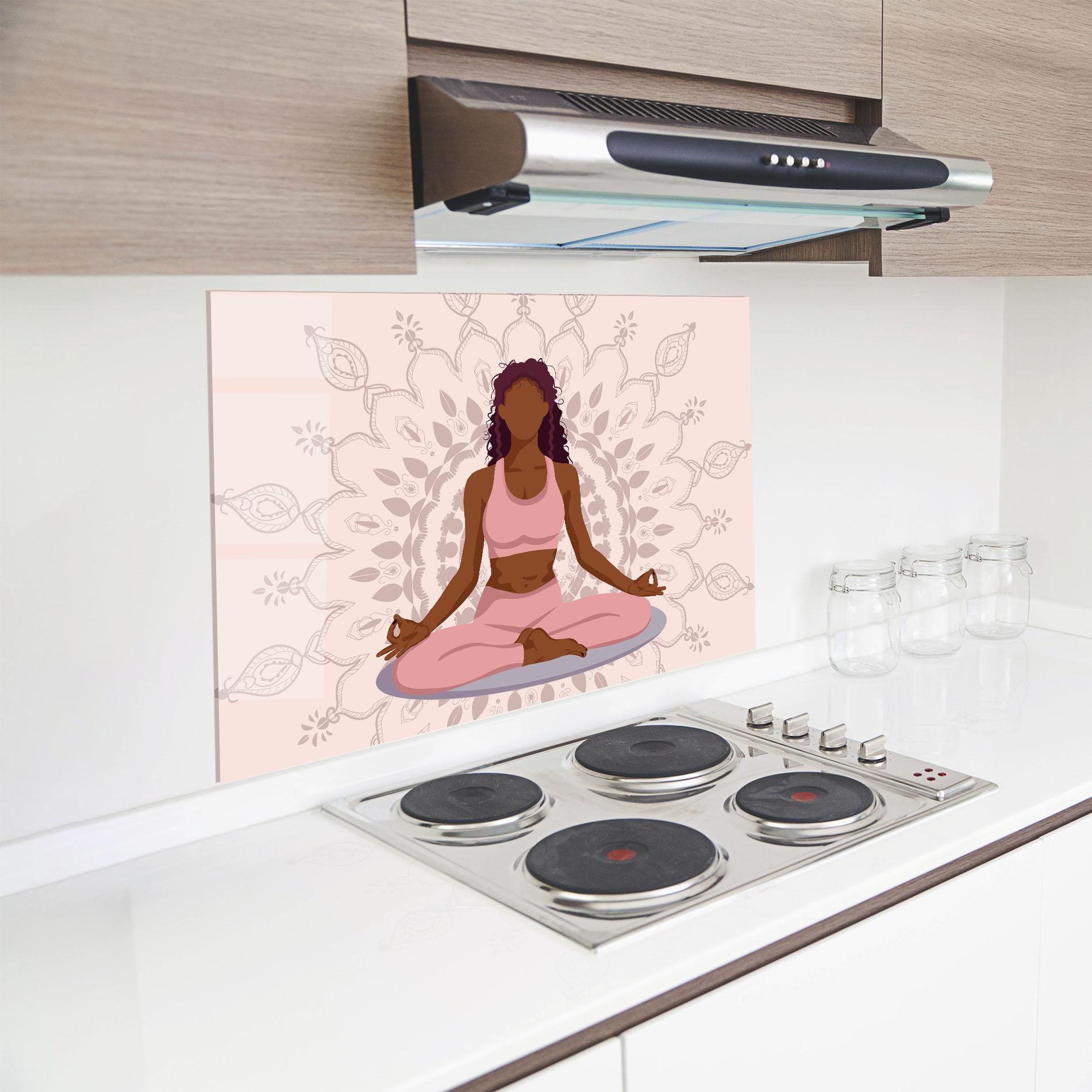 Konyhai üveg hátfal Lotus Position mockup 8