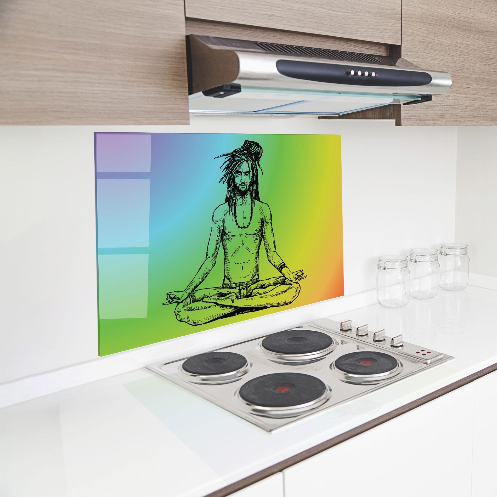 Konyhai üveg hátfal Meditation Time mockup 8