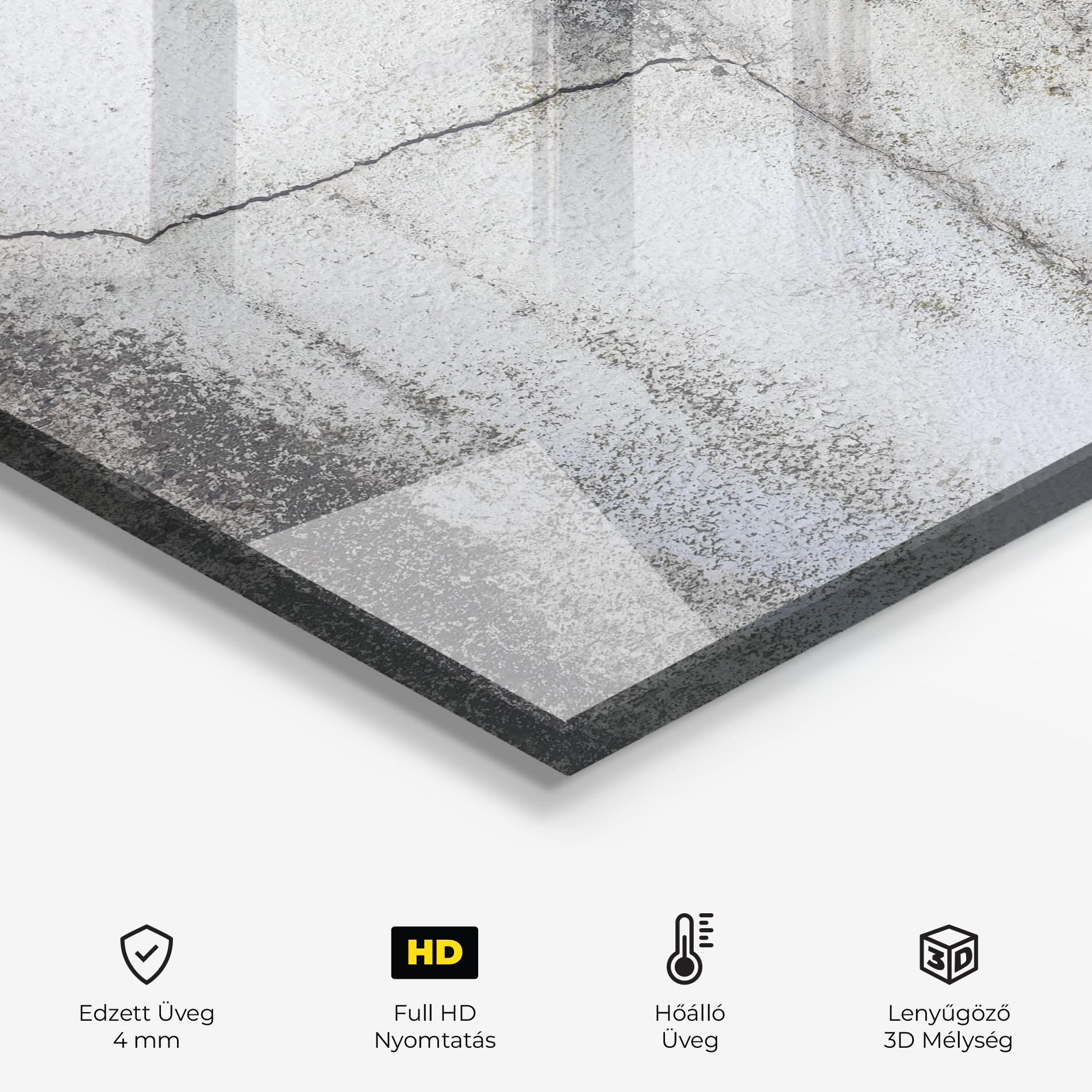 Konyhai üveg hátfal Little Cracks Ciment mockup 2