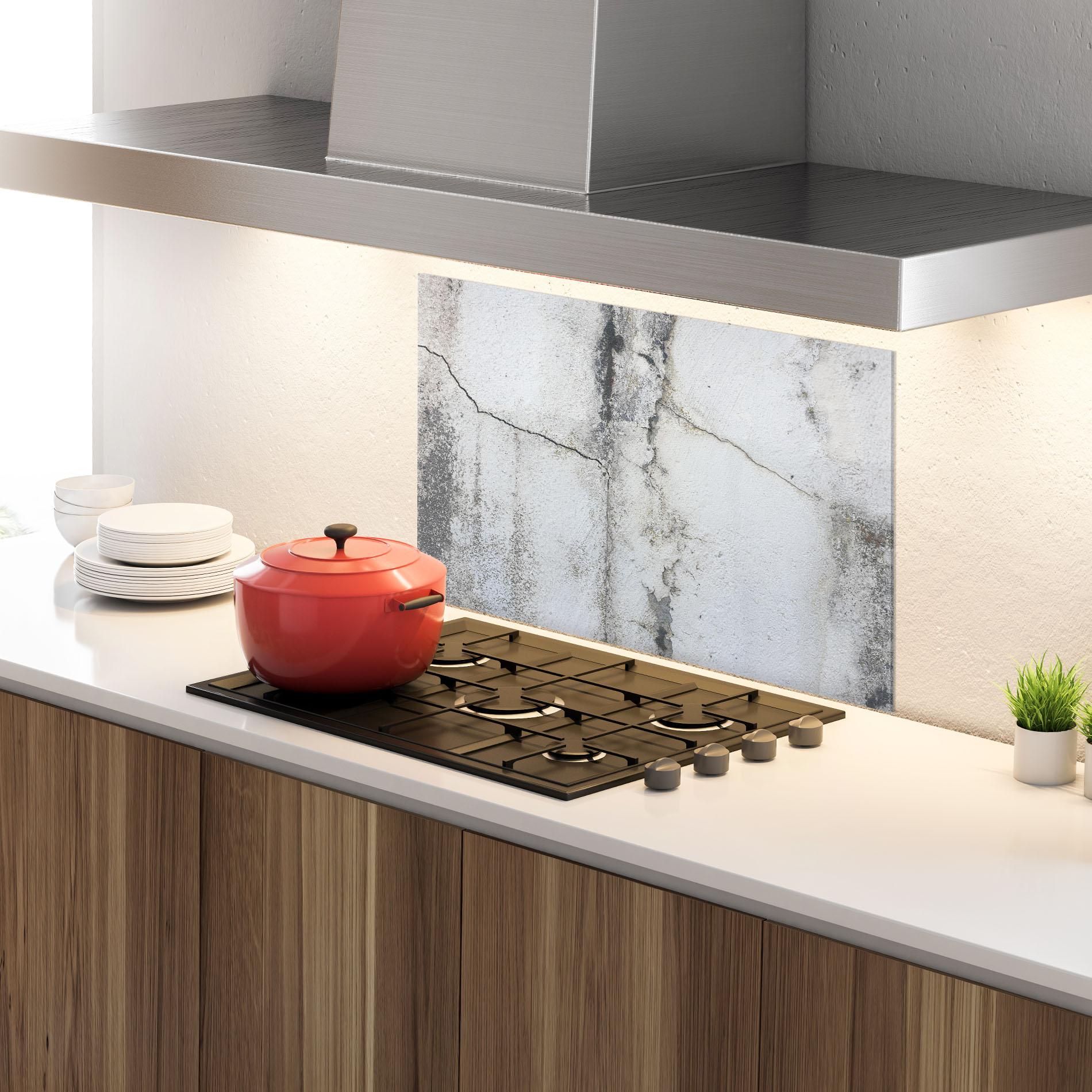 Konyhai üveg hátfal Little Cracks Ciment mockup 4