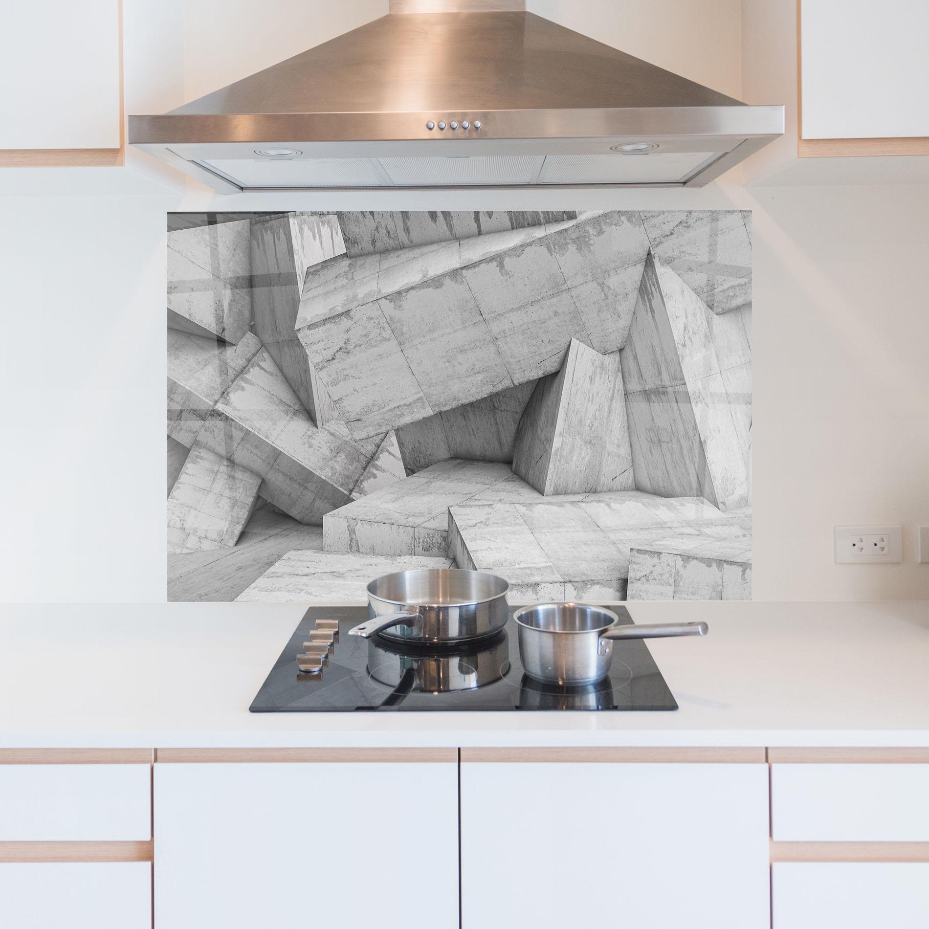 Konyhai üveg hátfal Concrete Geometric mockup 5