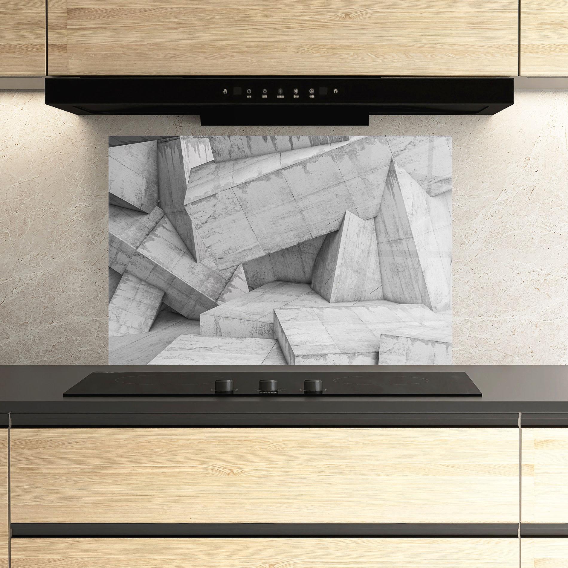 Konyhai üveg hátfal Concrete Geometric mockup 3