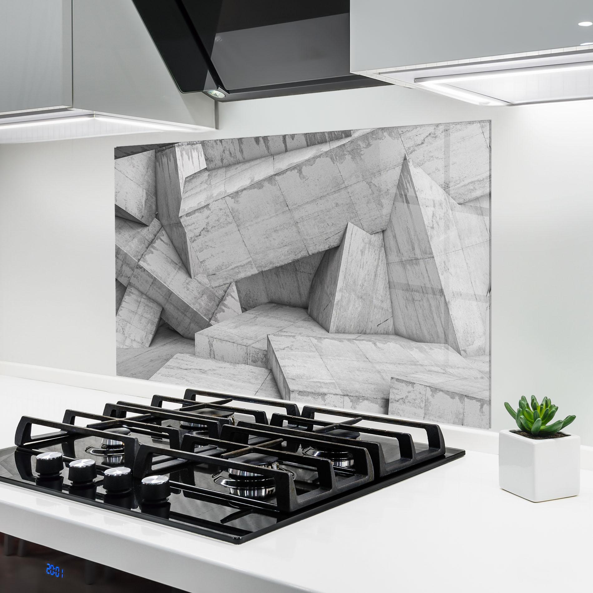 Konyhai üveg hátfal Concrete Geometric mockup 6