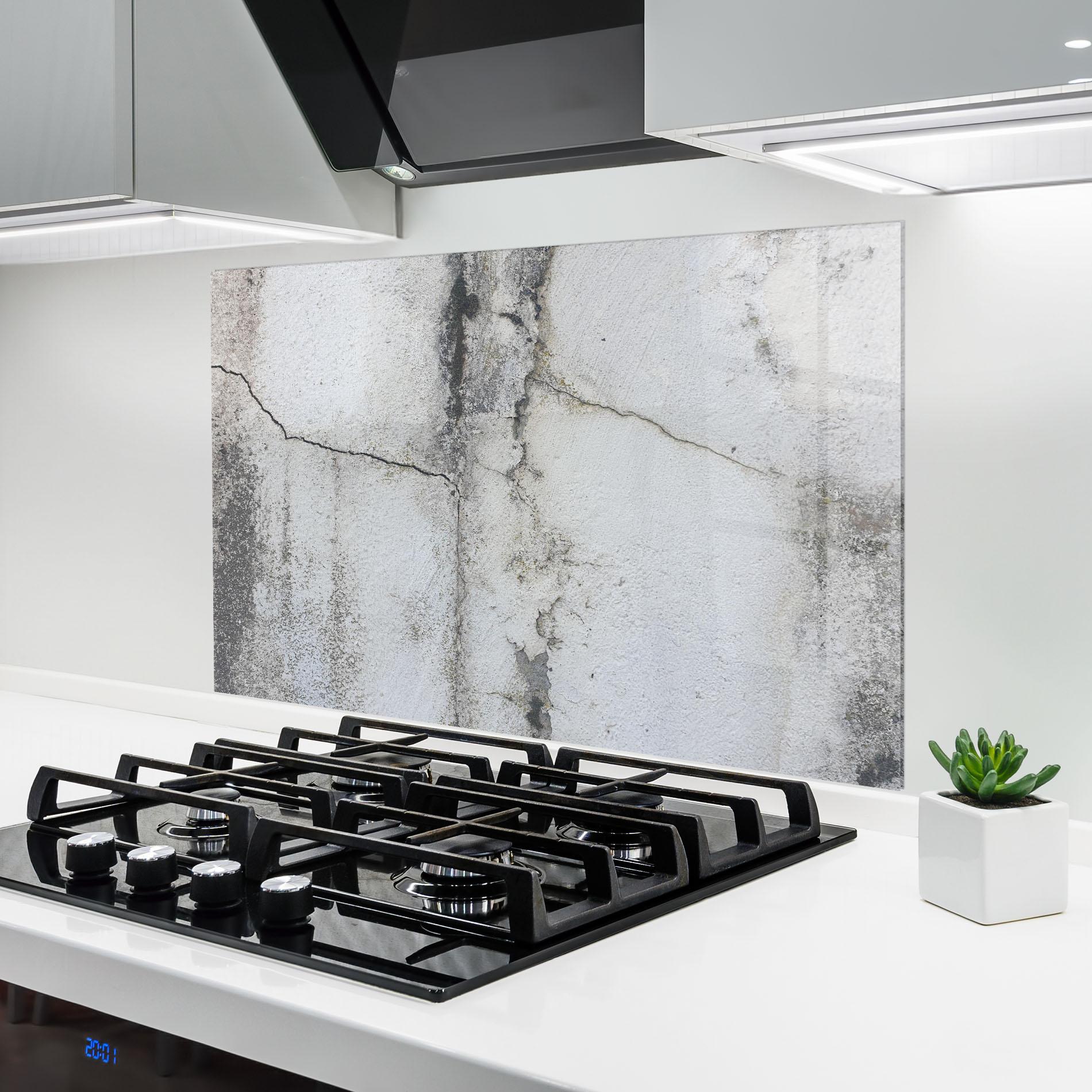 Konyhai üveg hátfal Little Cracks Ciment mockup 6