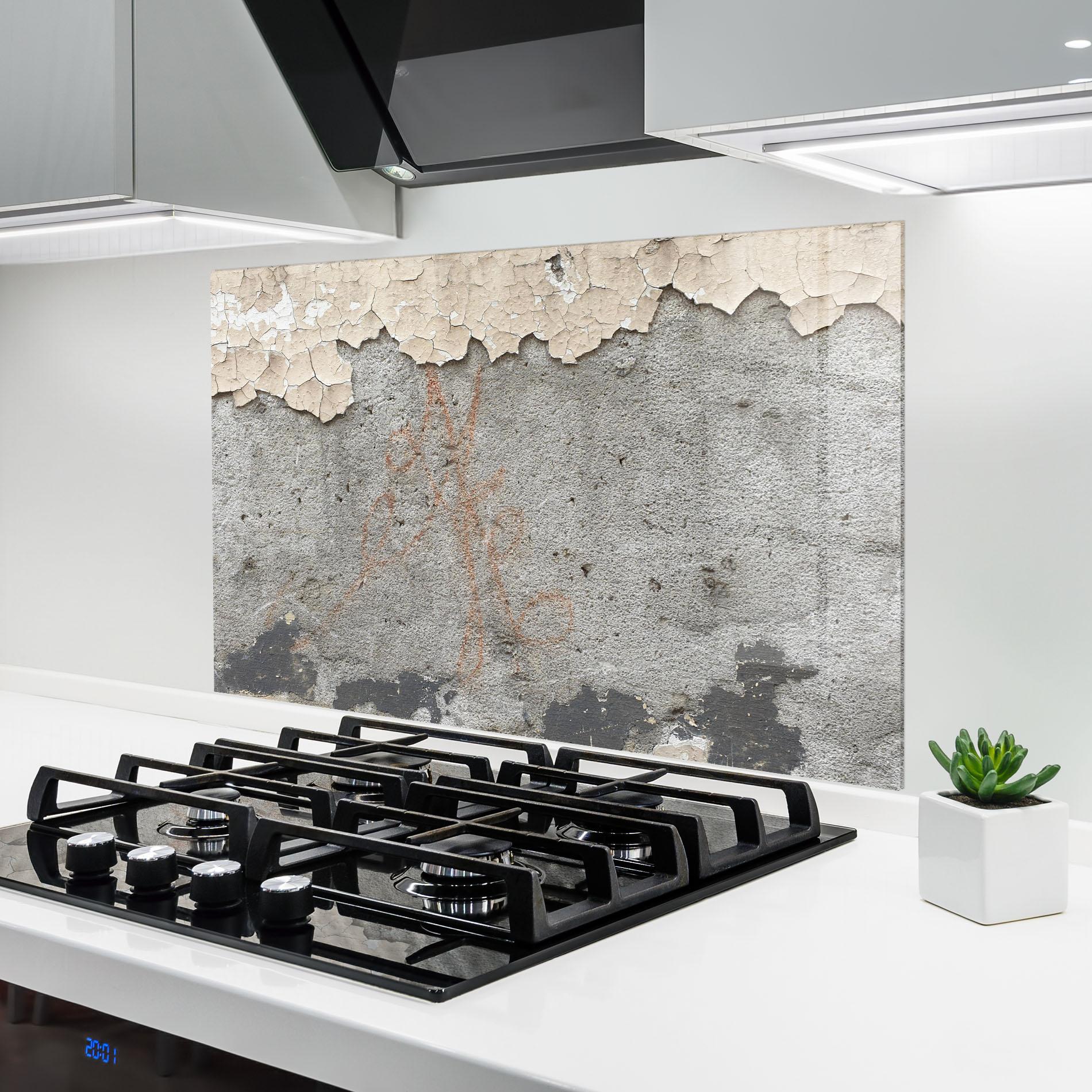 Konyhai üveg hátfal Old Rusty Ciment mockup 6