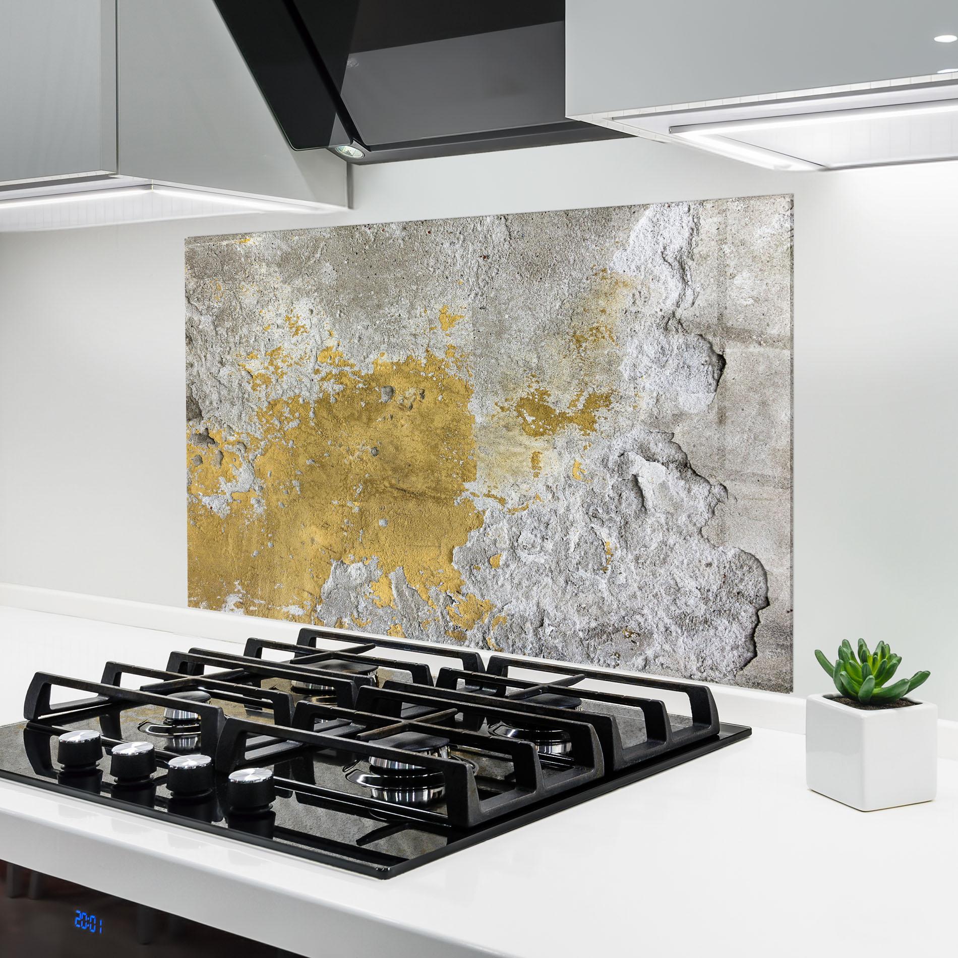 Konyhai üveg hátfal Yellowish Ciment mockup 6