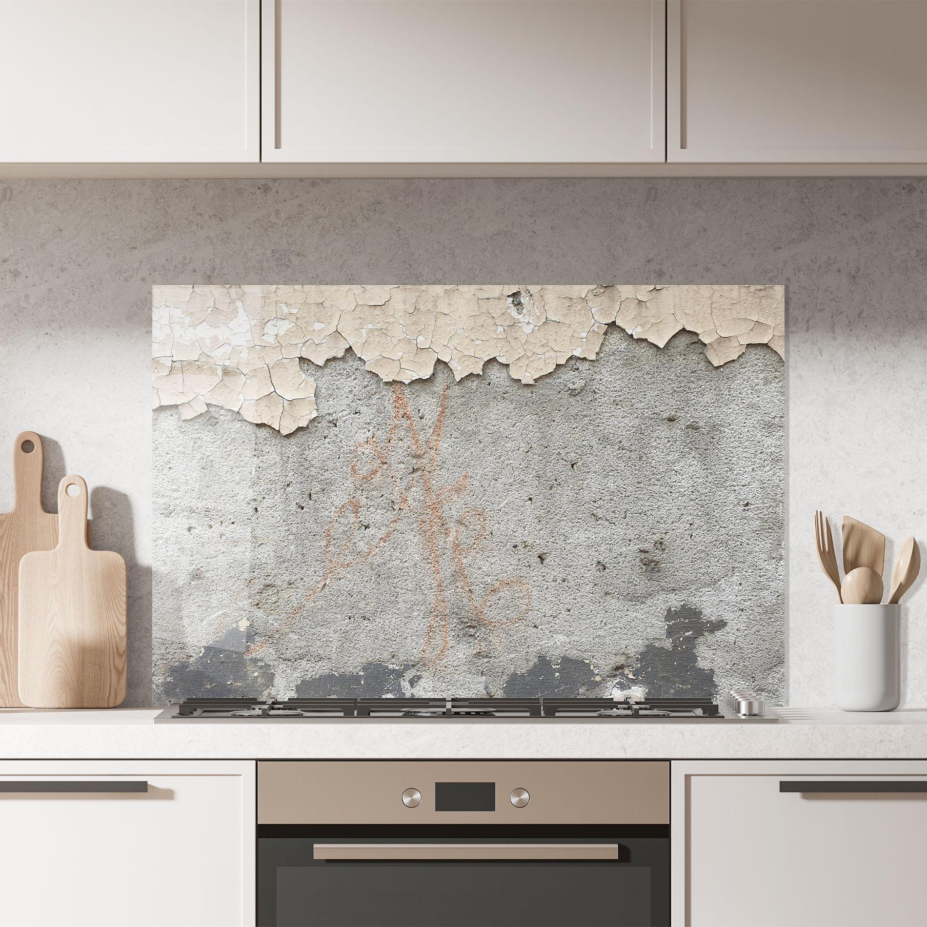 Konyhai üveg hátfal Old Rusty Ciment mockup 7