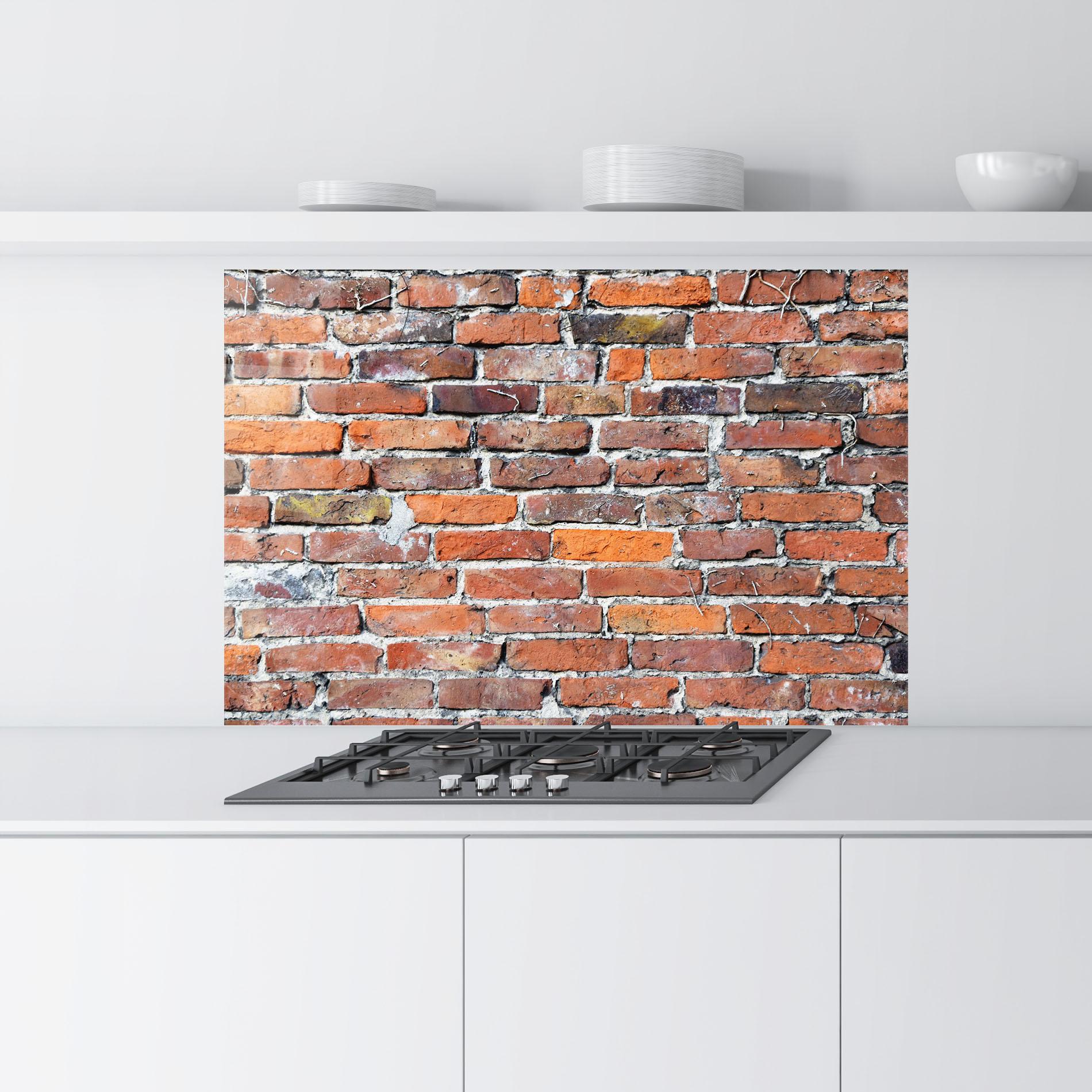 Konyhai üveg hátfal Aged Bricks mockup 9