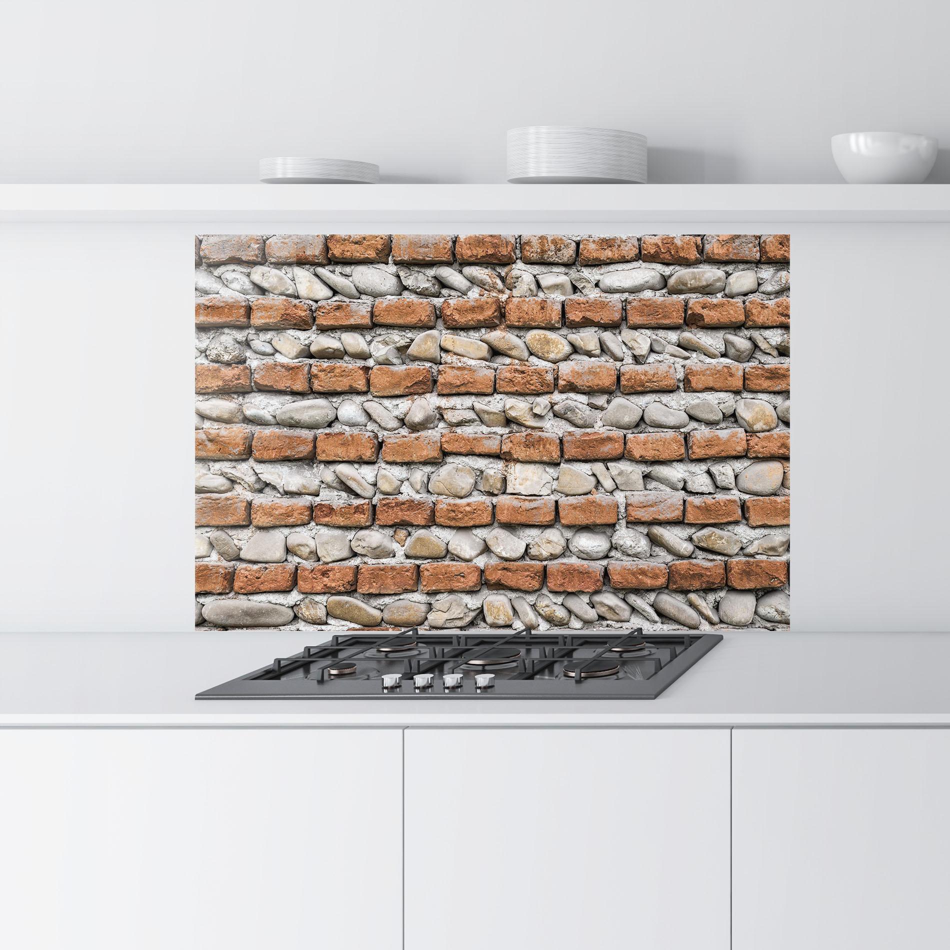 Konyhai üveg hátfal Bricks With Stones mockup 9