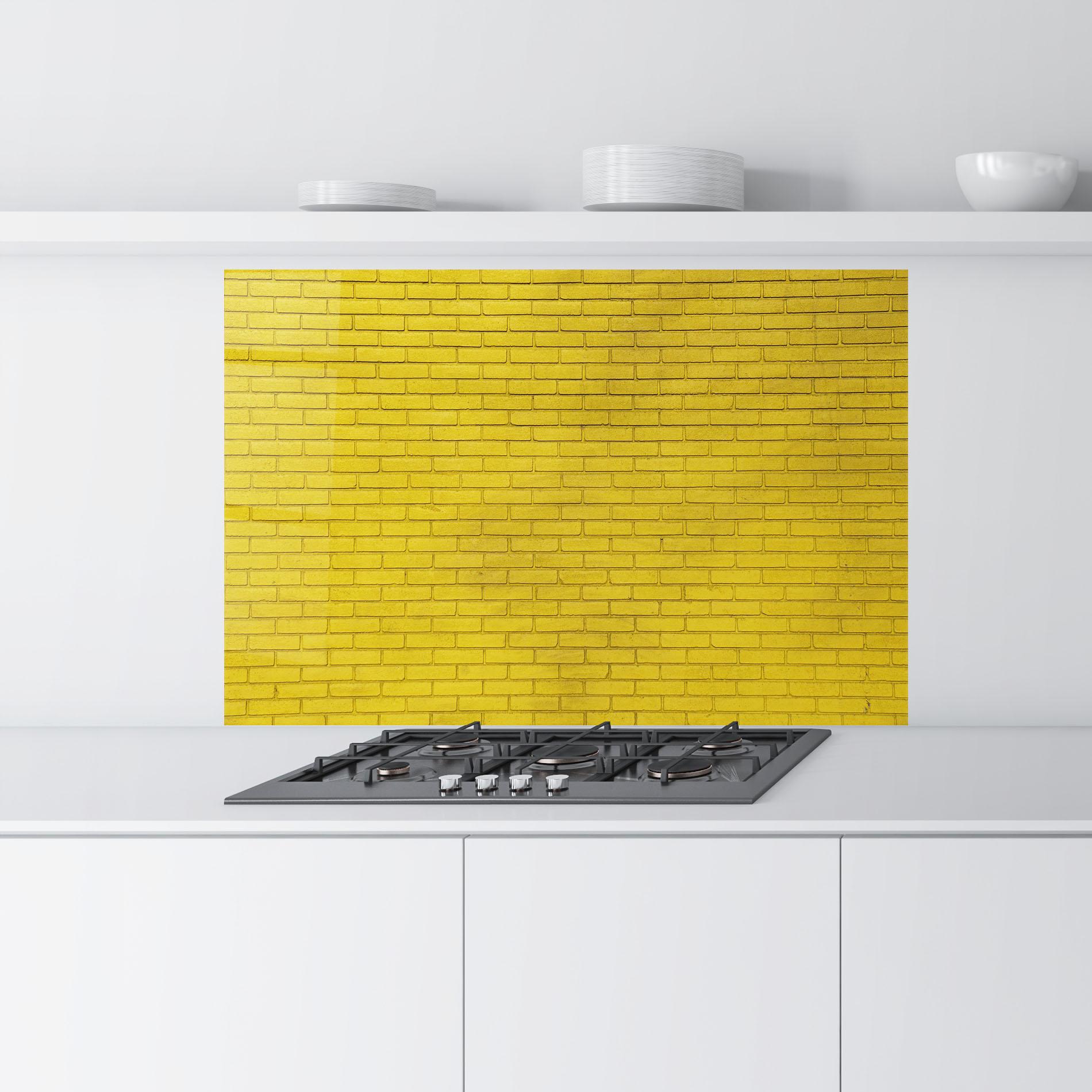 Konyhai üveg hátfal Yellowish Bricks mockup 9