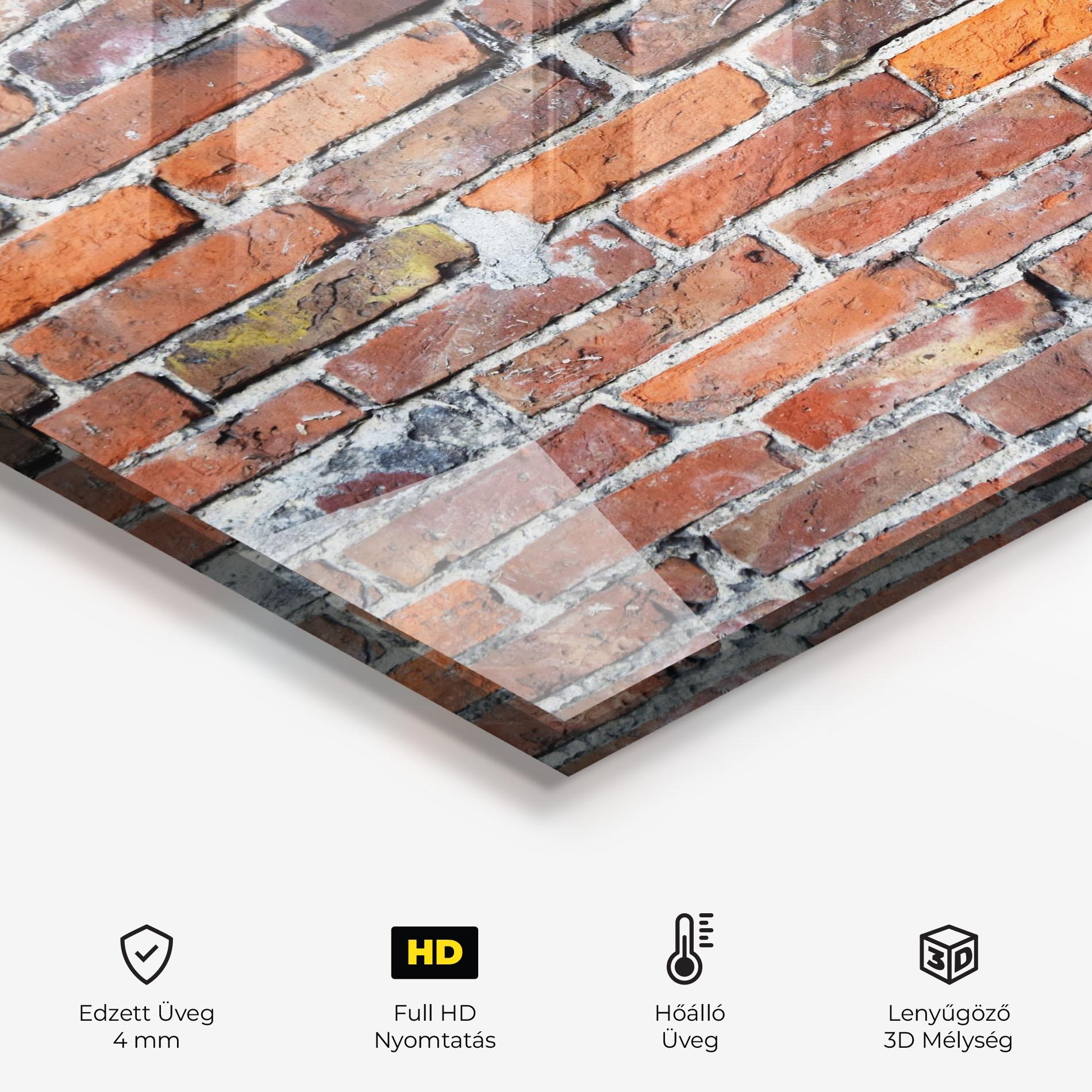 Konyhai üveg hátfal Aged Bricks mockup 2