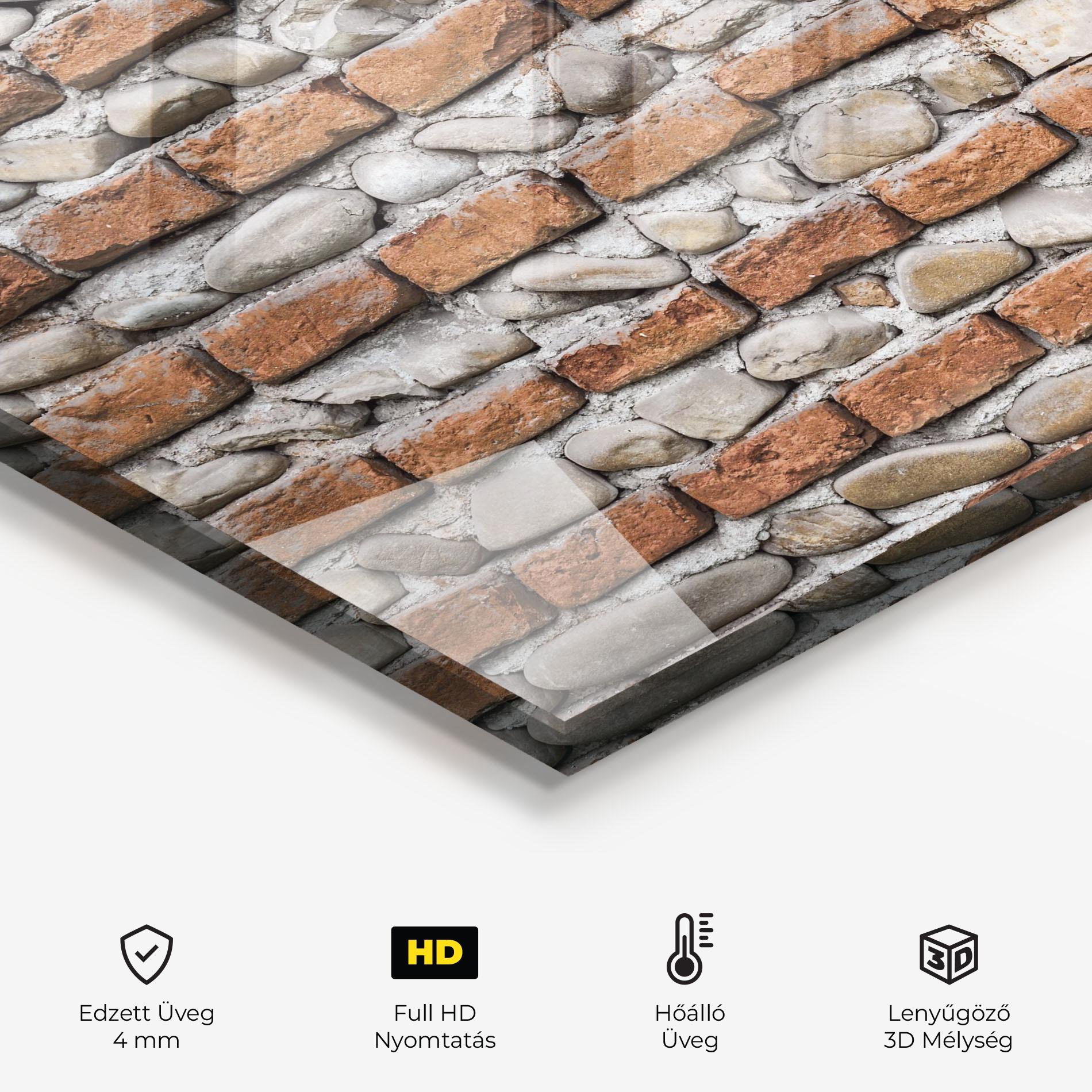Konyhai üveg hátfal Bricks With Stones mockup 2