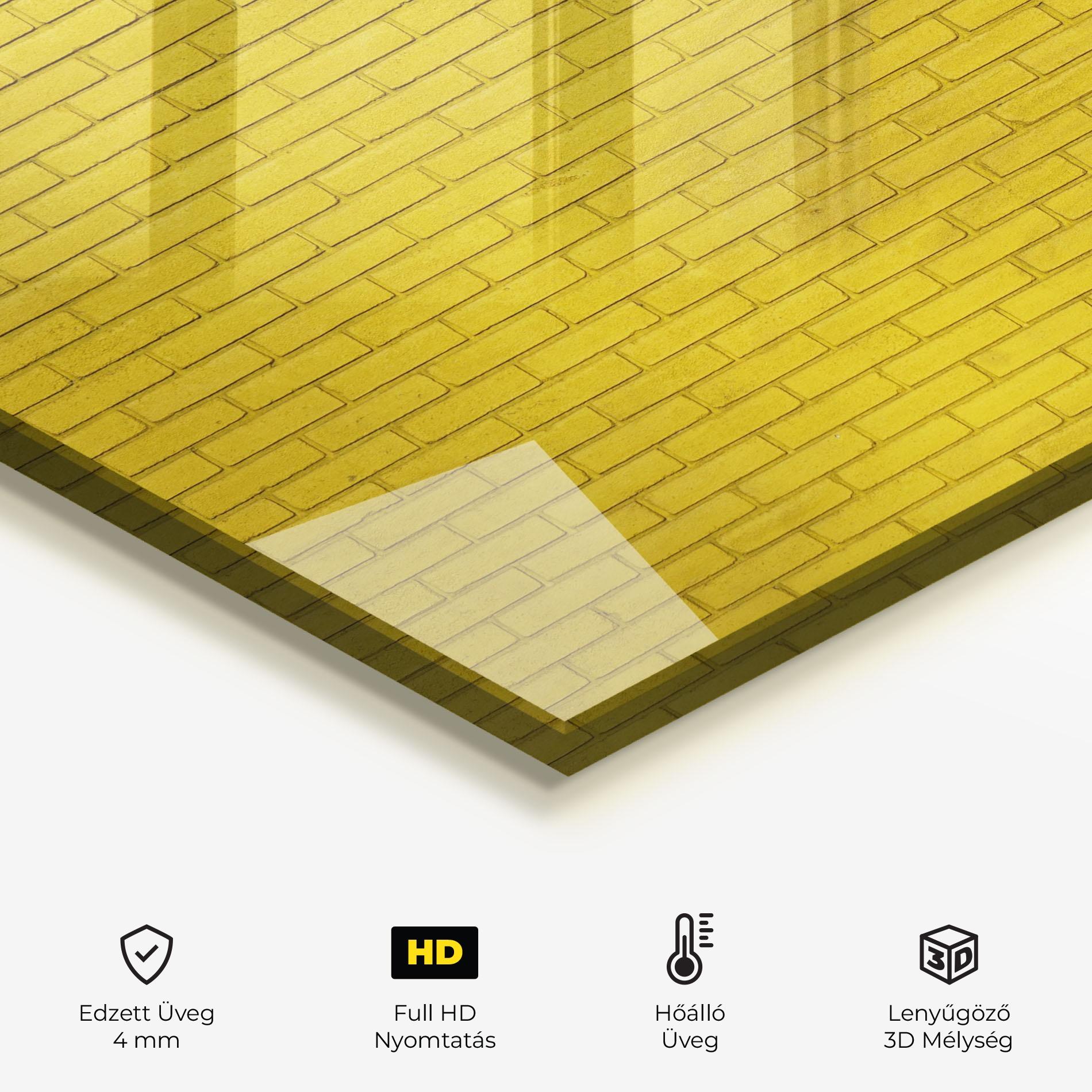 Konyhai üveg hátfal Yellowish Bricks mockup 2