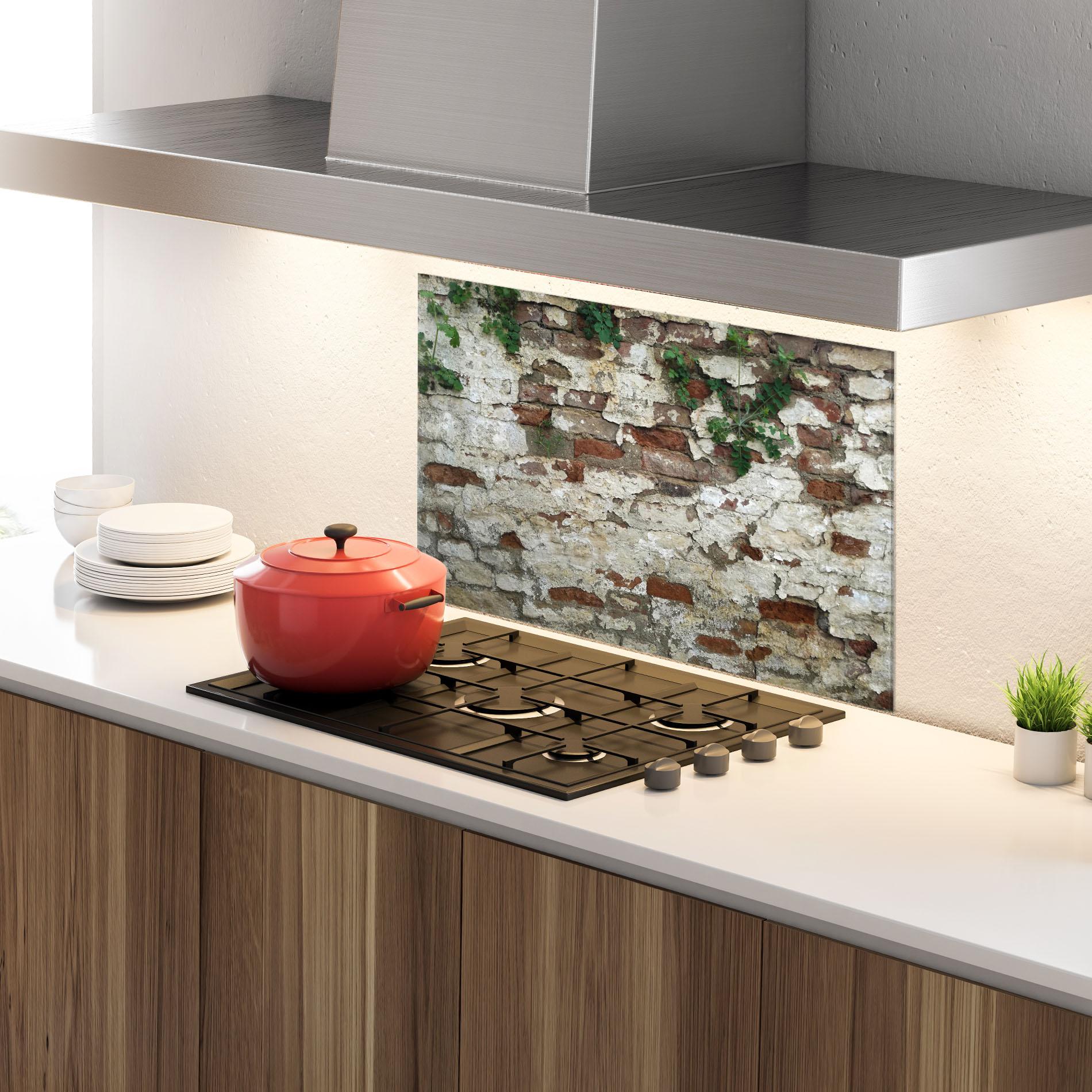 Konyhai üveg hátfal Shabby Bricks mockup 4