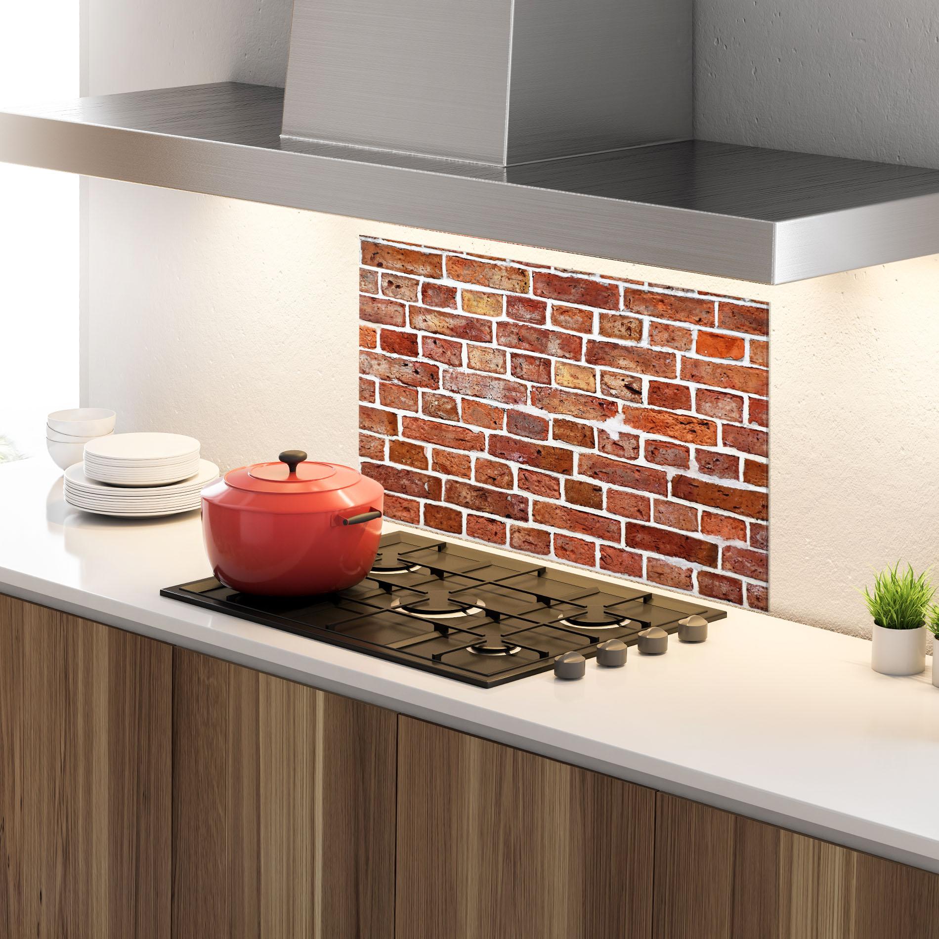 Konyhai üveg hátfal Stained Bricks mockup 4