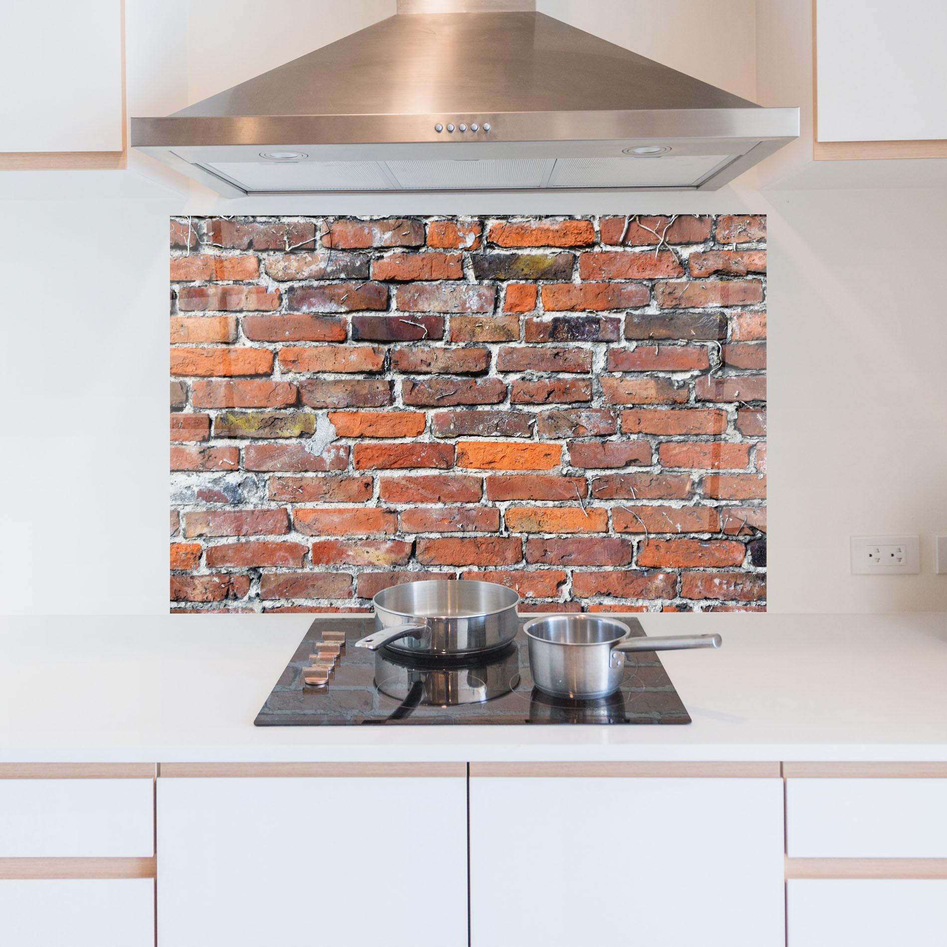 Konyhai üveg hátfal Aged Bricks mockup 5