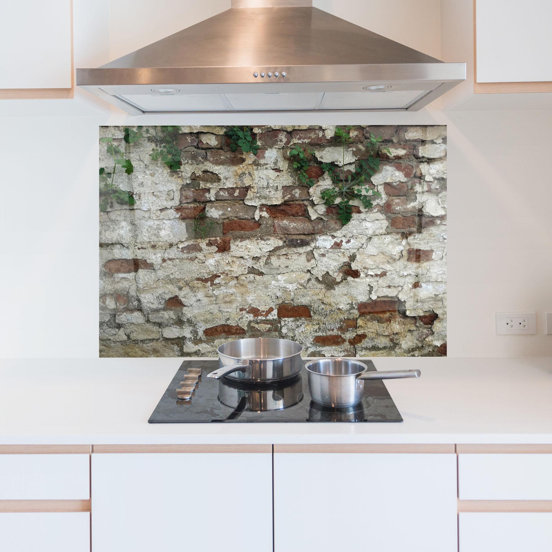 Konyhai üveg hátfal Shabby Bricks mockup 5