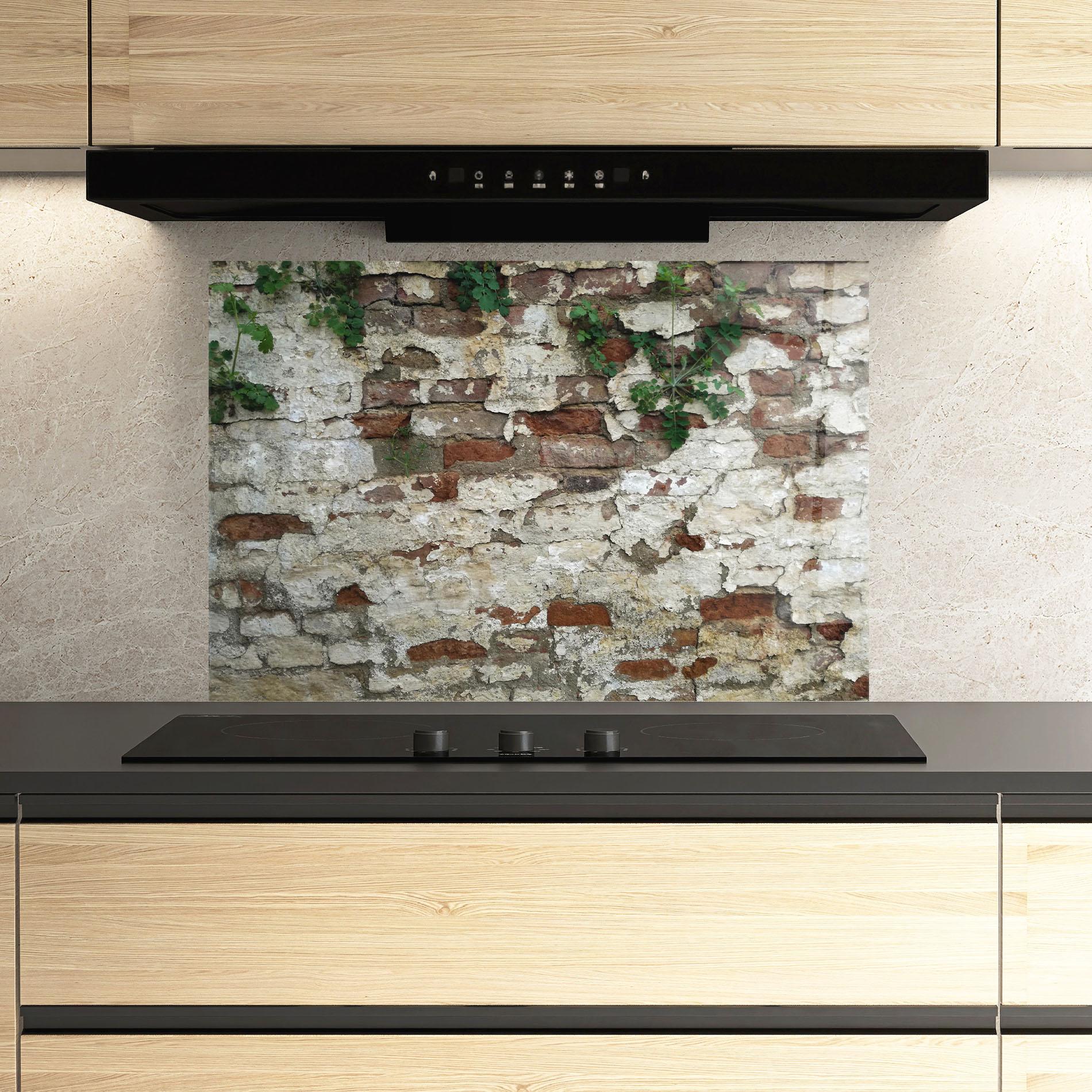 Konyhai üveg hátfal Shabby Bricks mockup 3